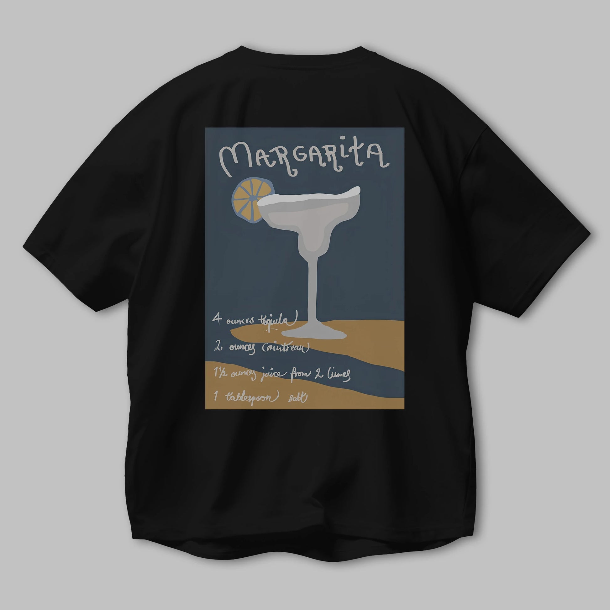 Margarita 2 Arka Baskılı Oversize t-shirt Erkek Kadın Unisex %100 Pamuk Bisiklet Yaka tişort
