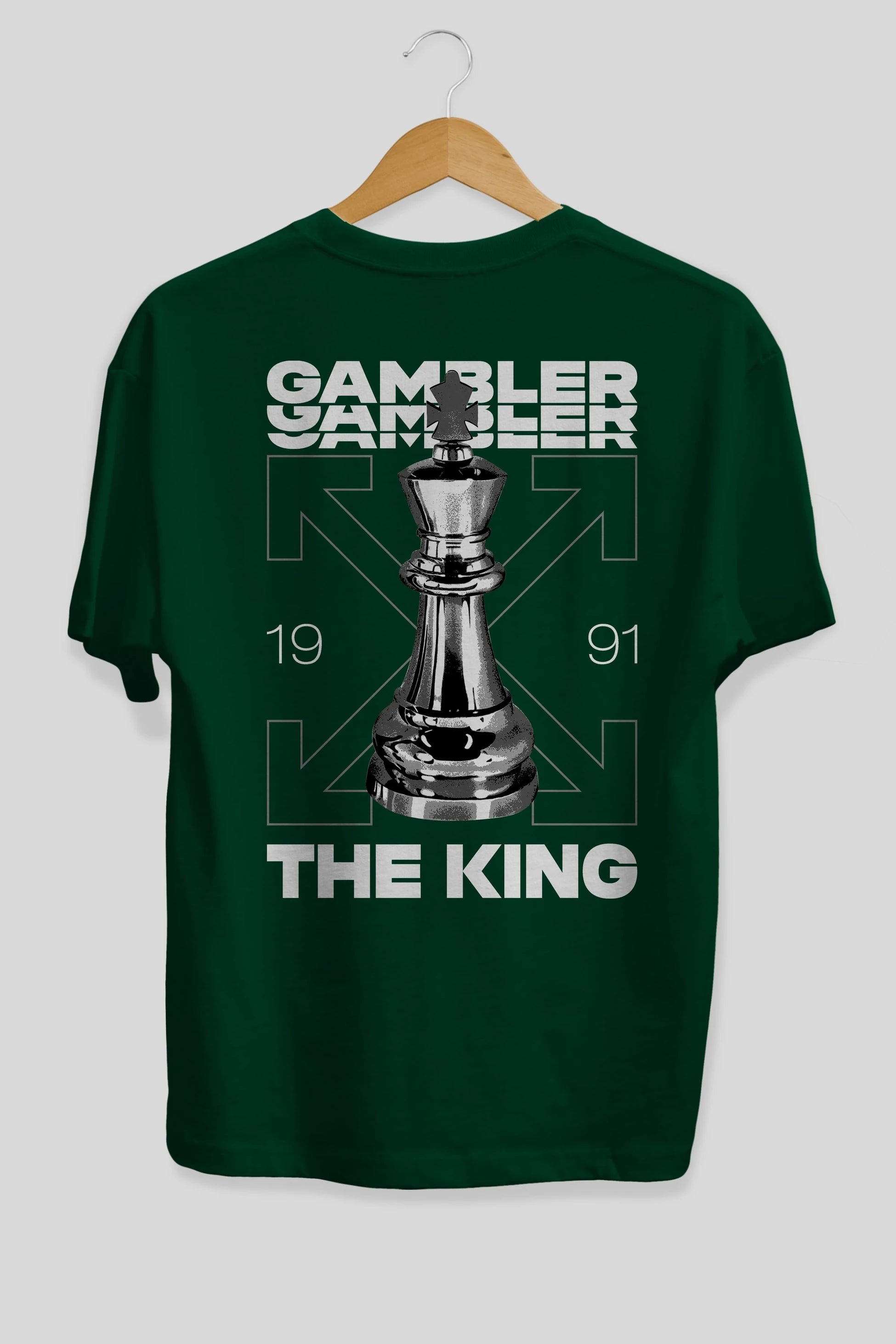 Gambler The King Arka Baskılı Oversize t-shirt Erkek Kadın Unisex