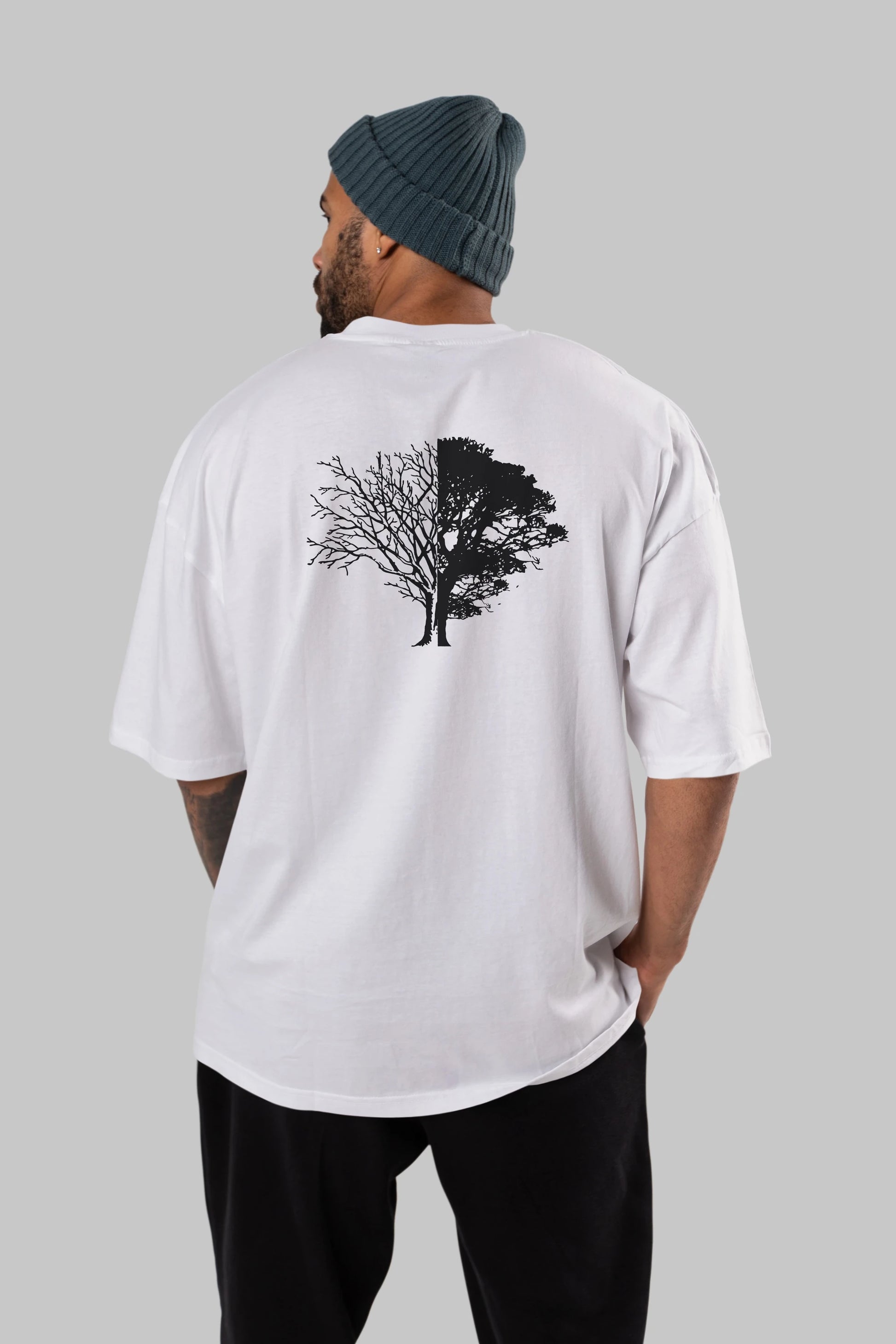 Life And Death Arka Baskılı Oversize t-shirt %100 pamuk Erkek Kadın Unisex