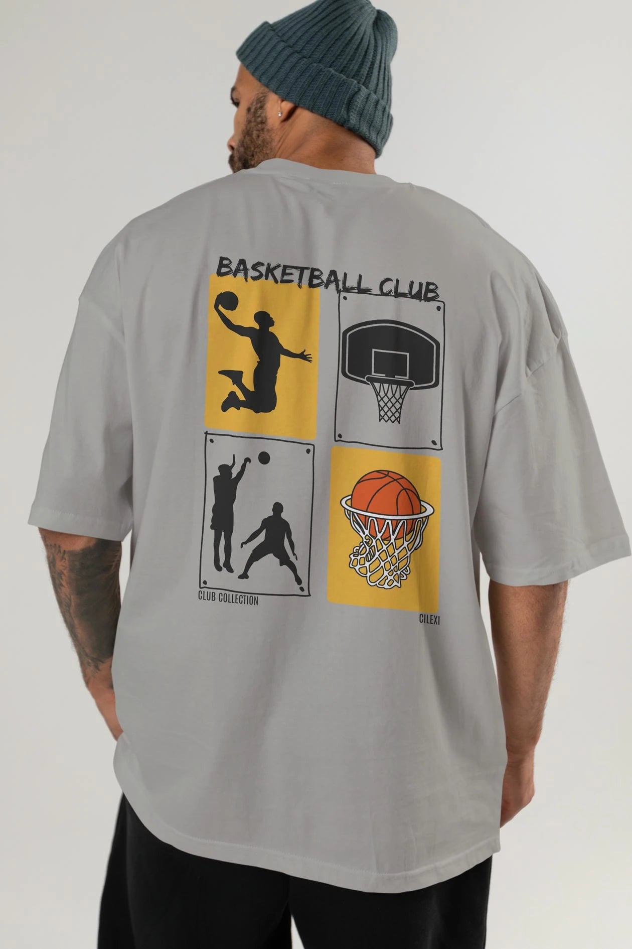 Basketball Club Arka Baskılı Oversize t-shirt Erkek Kadın %100 Pamuk Bisiklet Yaka tişort