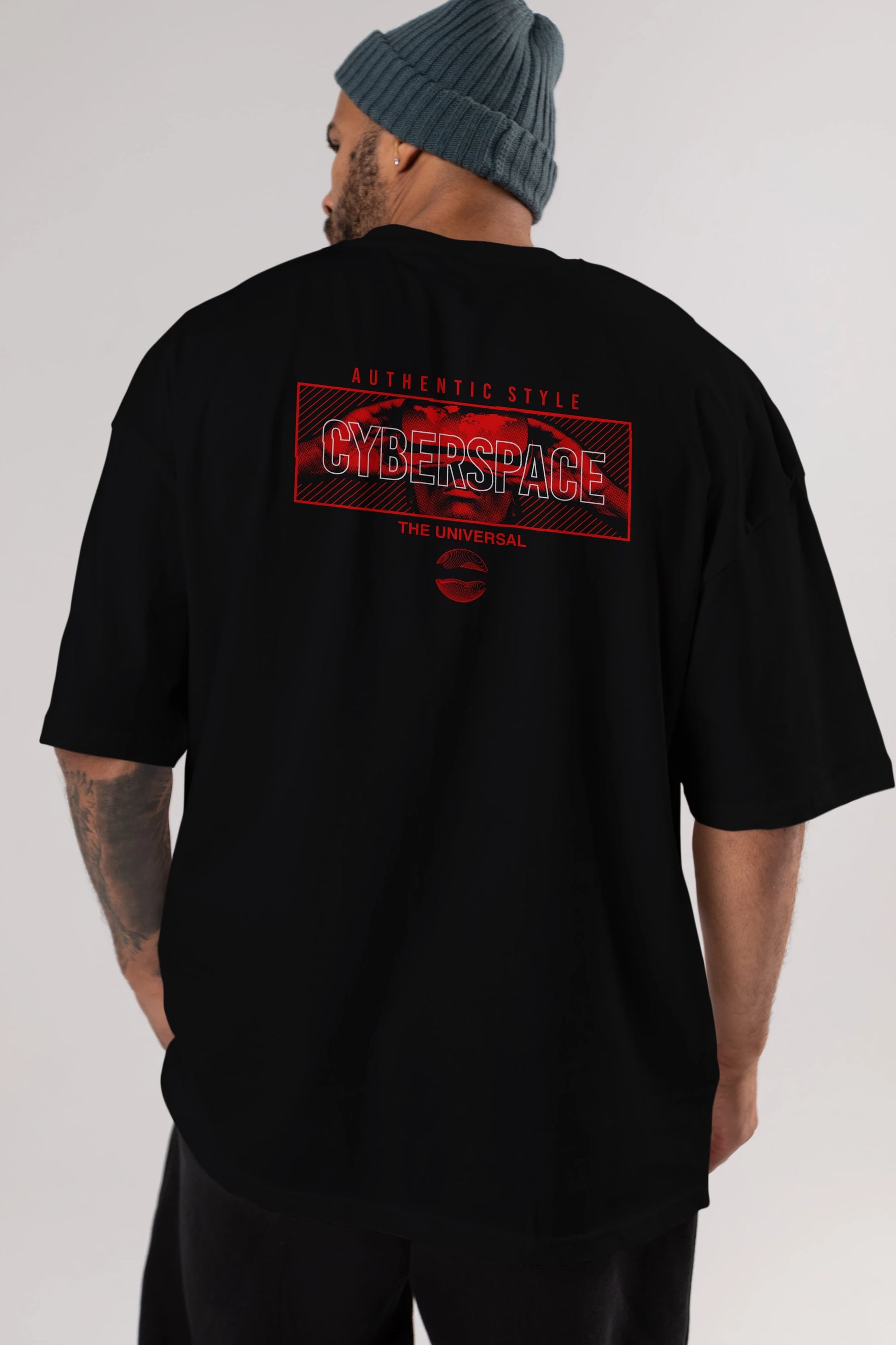 Cyberspace Arka Baskılı Oversize t-shirt Erkek Kadın Unisex