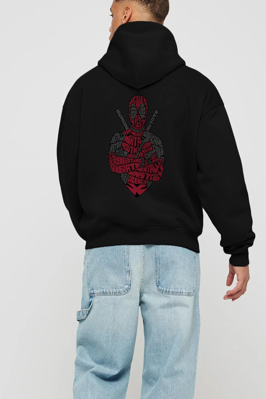 Dead Red Arka Baskılı Hoodie Oversize Kapüşonlu Sweatshirt Erkek Kadın Unisex