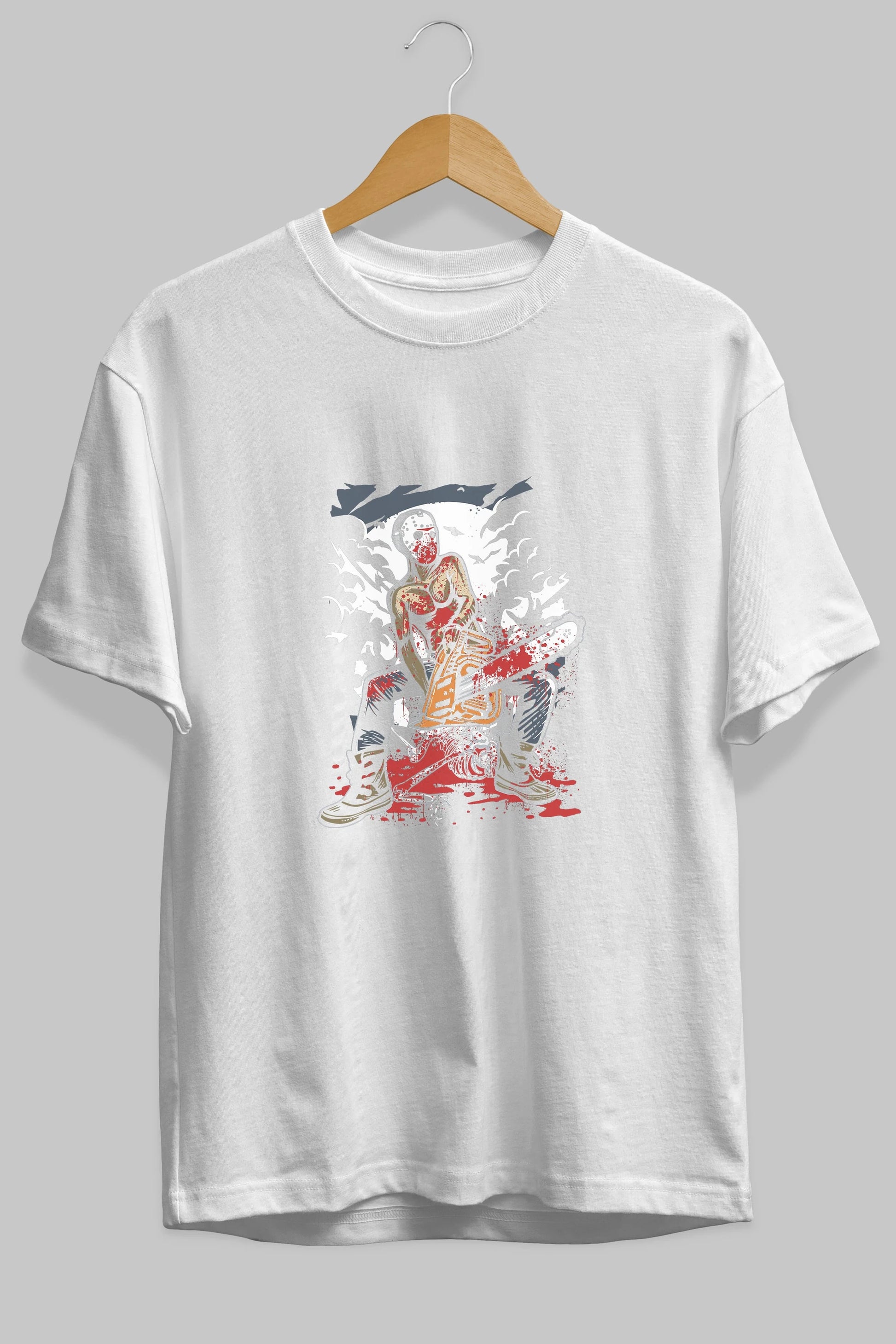Chainsaw Killer Ön Baskılı Oversize t-shirt Erkek Kadın Unisex %100 Pamuk tişort