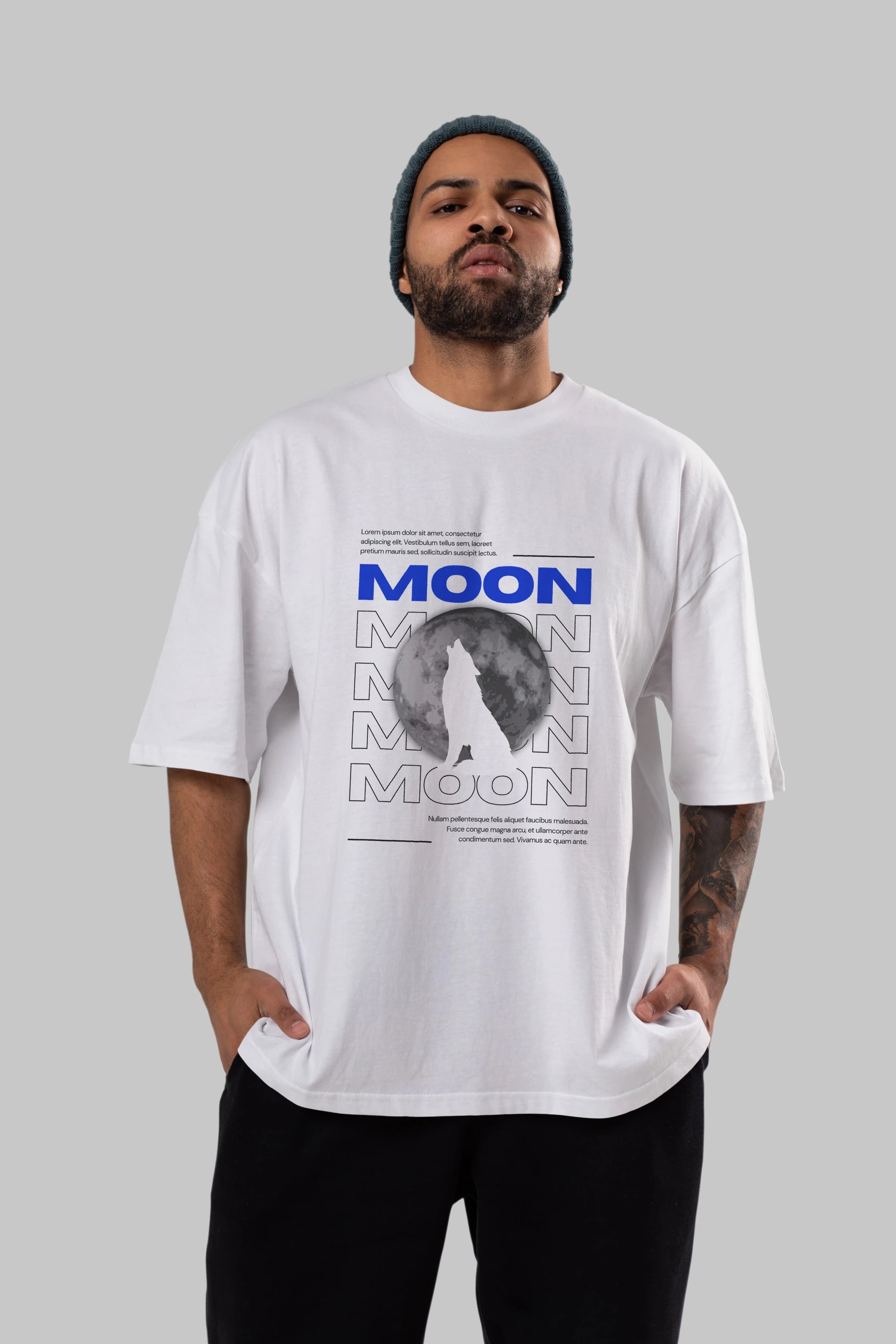 Moon Ön Baskılı Oversize t-shirt Erkek Kadın Unisex