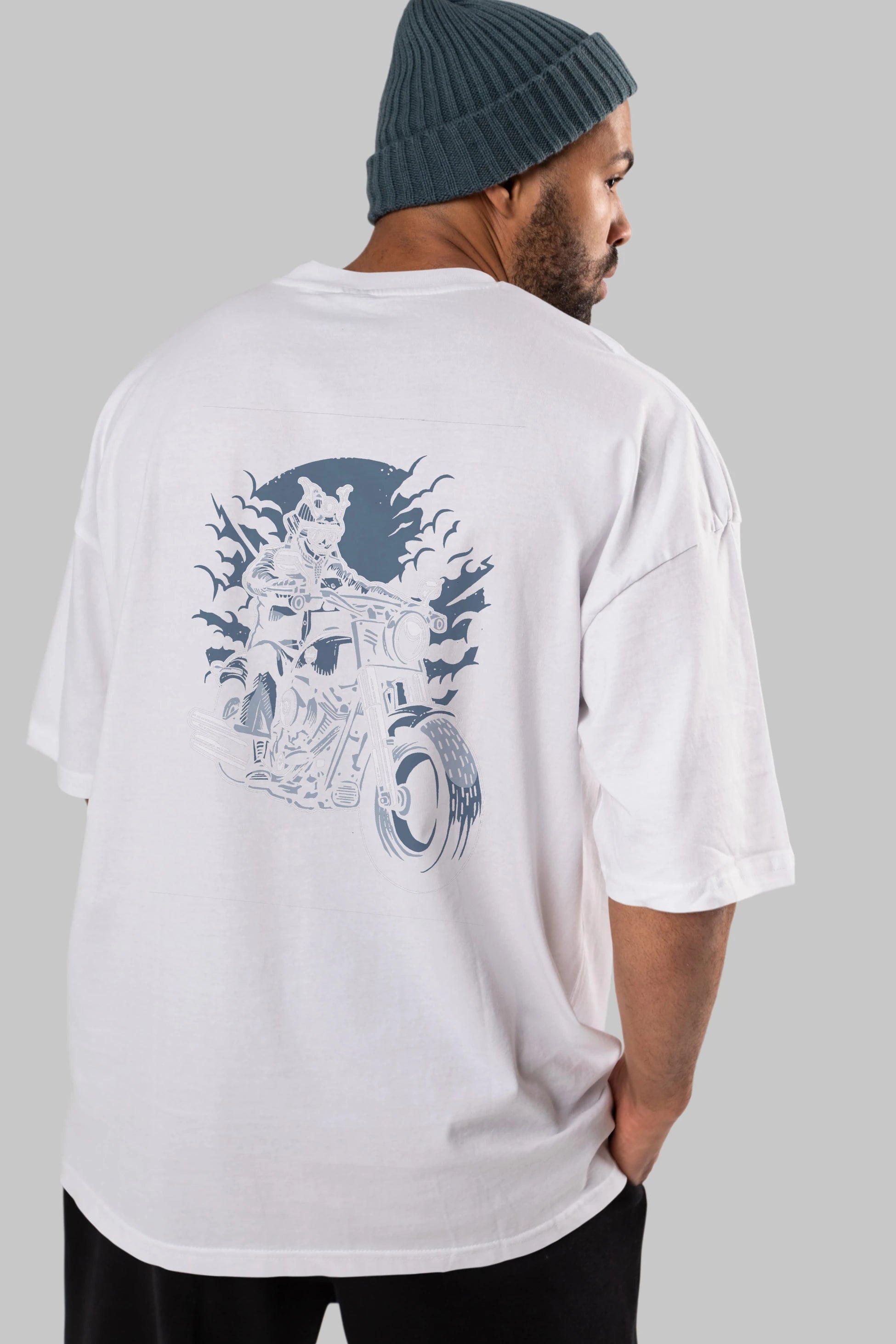 Samurai Ride Arka Baskılı Oversize t-shirt Erkek Kadın Unisex %100 Pamuk