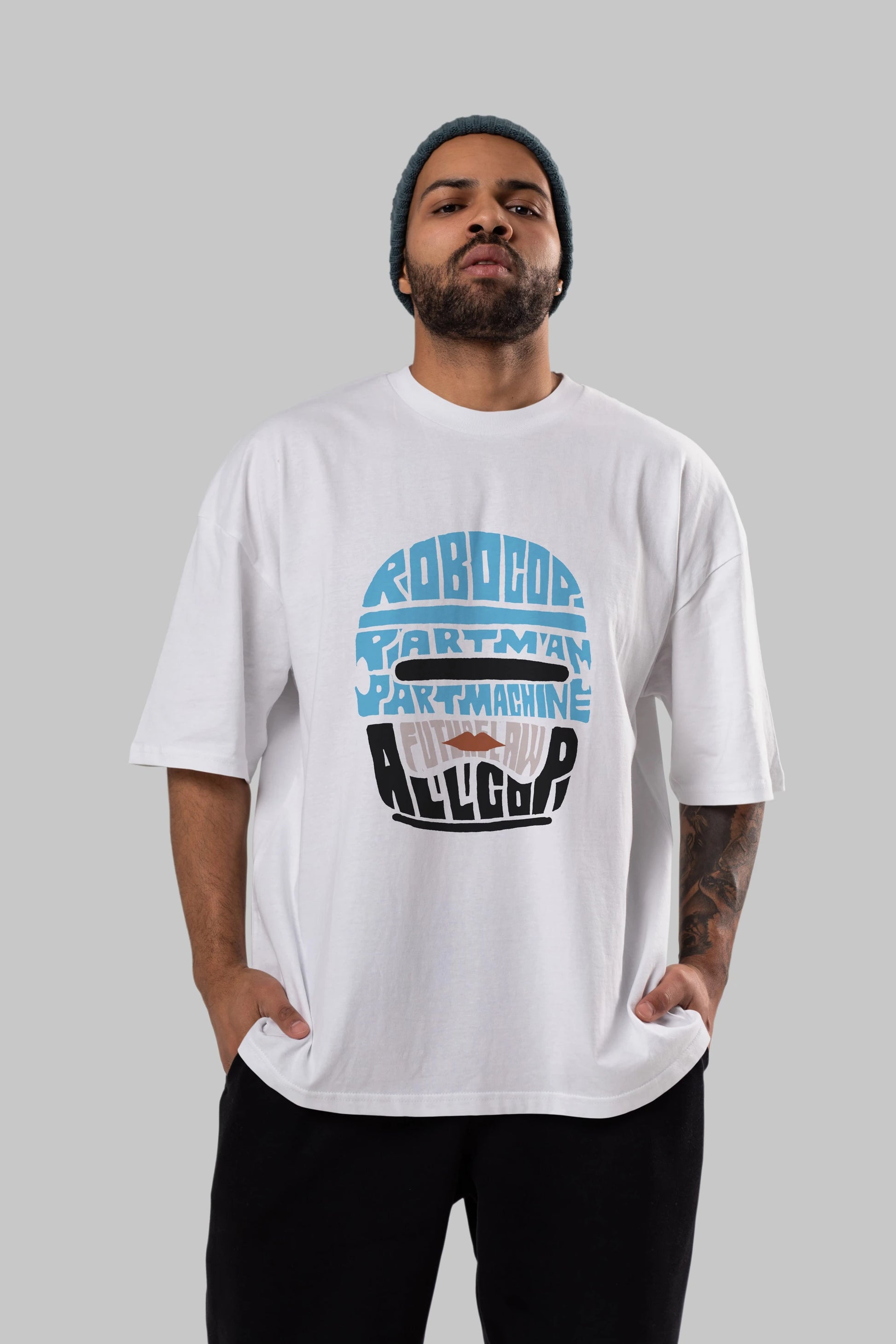 Robocop Ön Baskılı Oversize t-shirt %100 pamuk Erkek Kadın Unisex