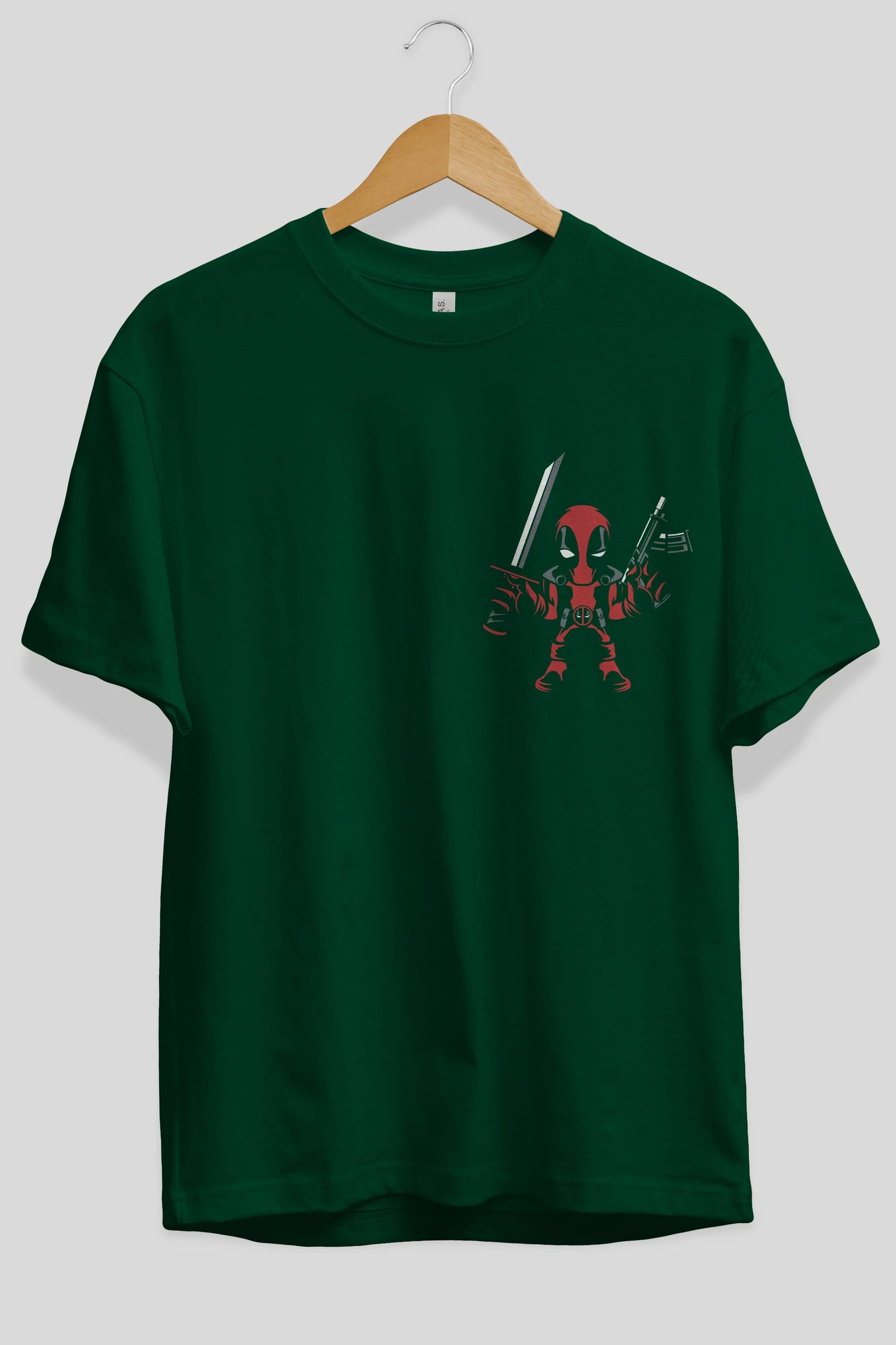 Deadpool (11) Ön Sol Baskılı Oversize t-shirt Erkek Kadın Unisex %100 Pamuk Bisiklet Yaka tişort