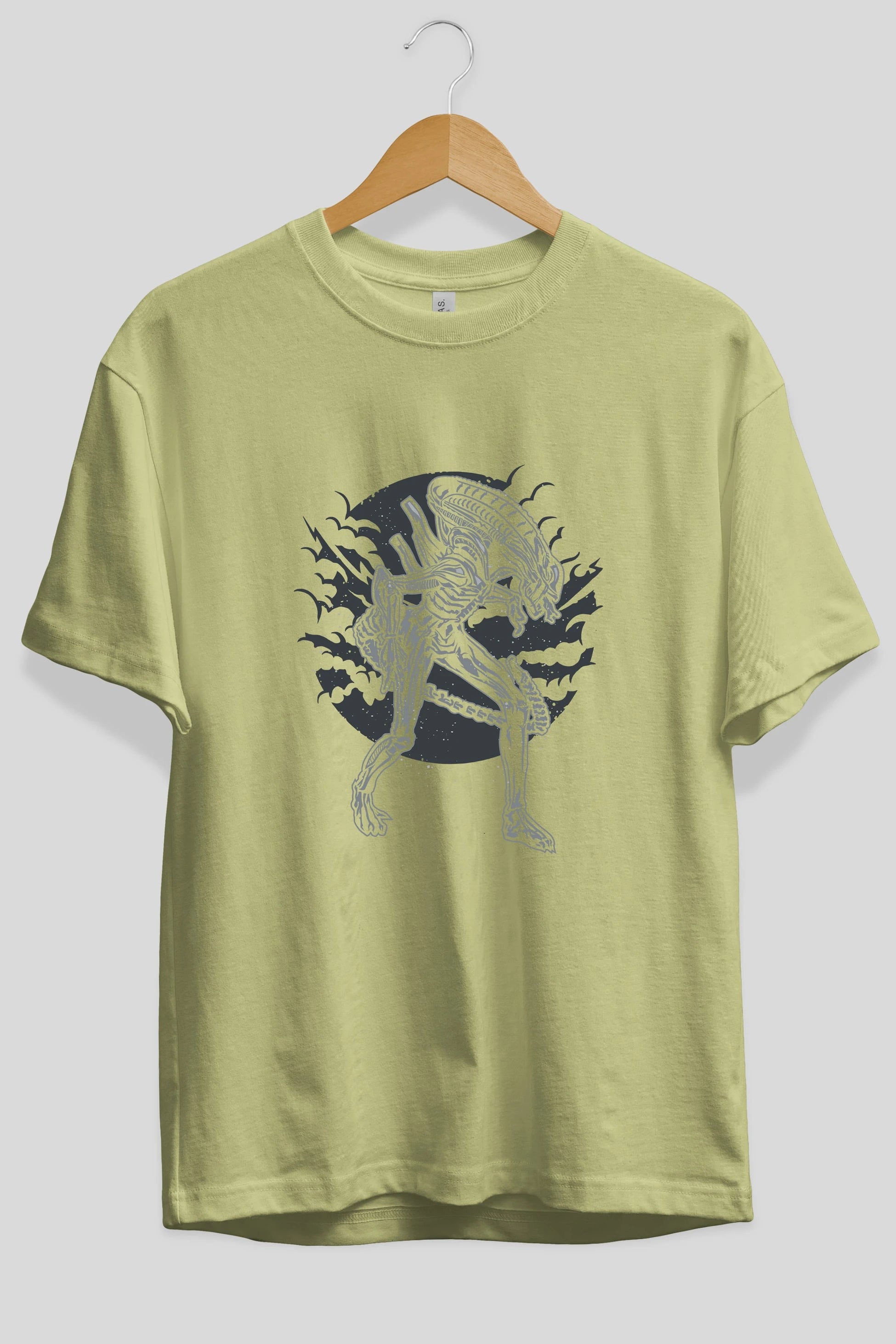 Xenomorph Ön Baskılı Oversize t-shirt Erkek Kadın Unisex %100 Pamuk tişort