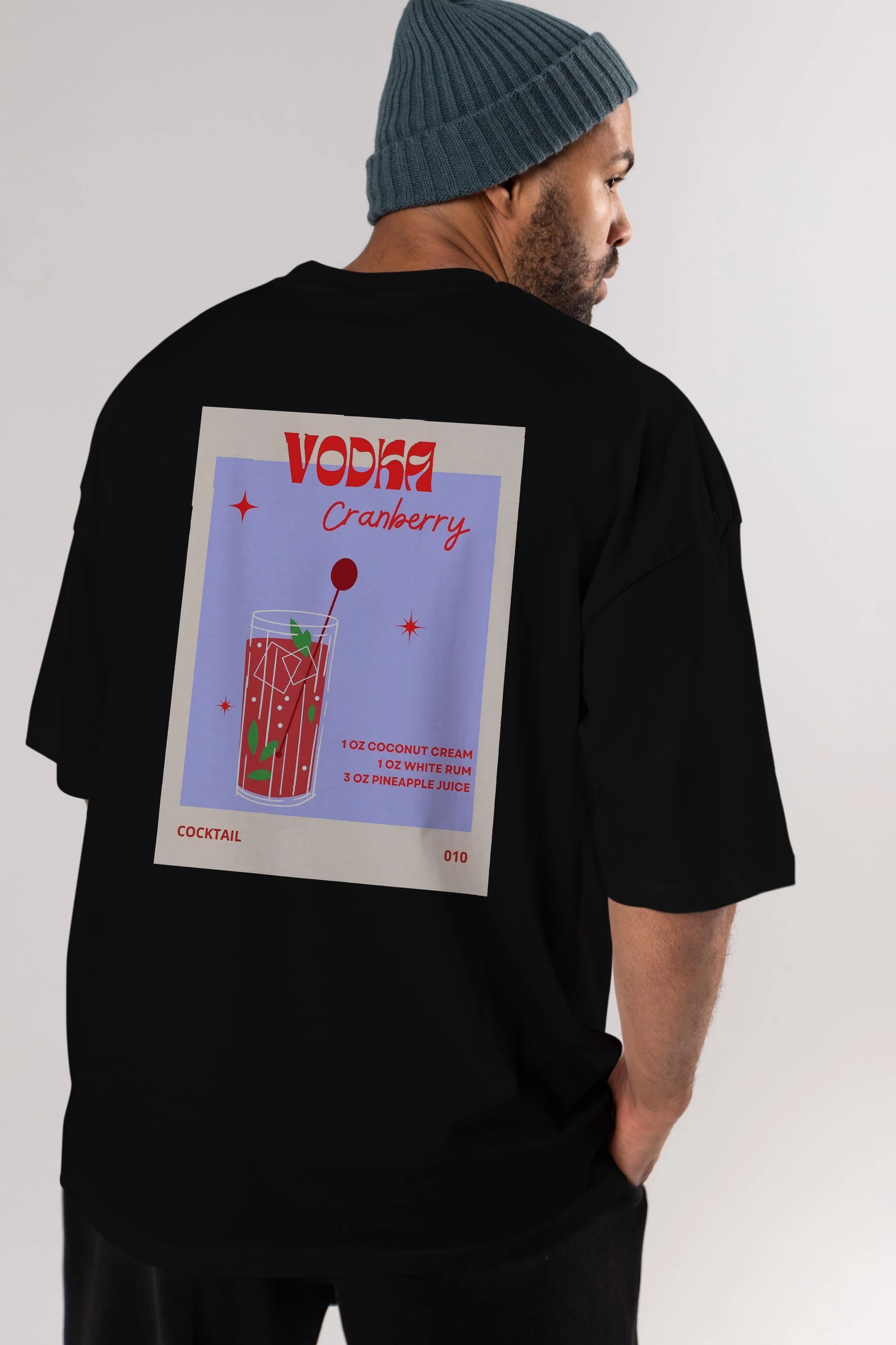Vodka Cranberry Arka Baskılı Oversize t-shirt Erkek Kadın Unisex %100 Pamuk Bisiklet Yaka tişort