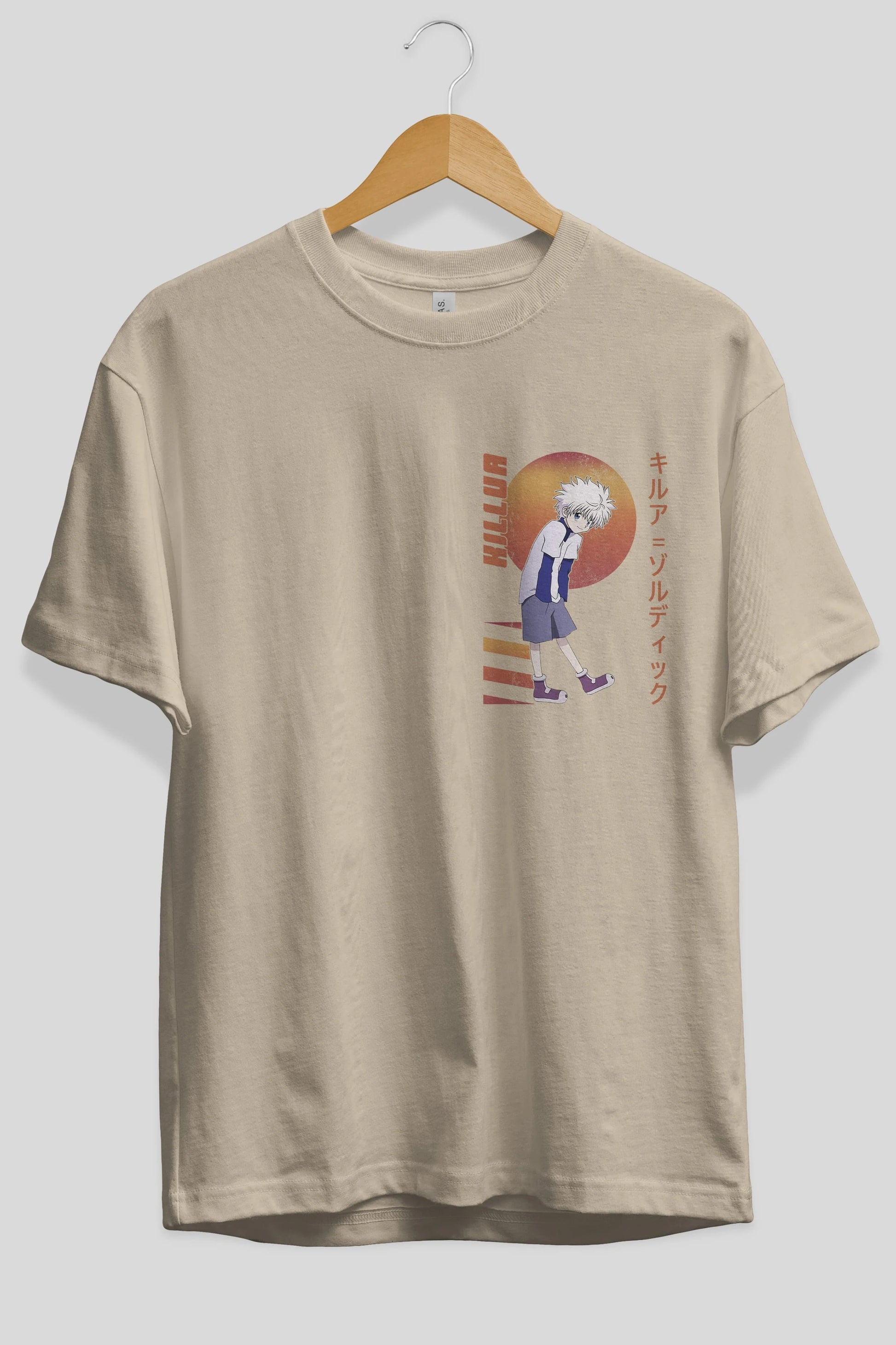 Killua Zoldyck 5 2 Ön Sol Baskılı Oversize t-shirt Erkek Kadın Unisex %100 Pamuk Bisiklet Yaka tişort