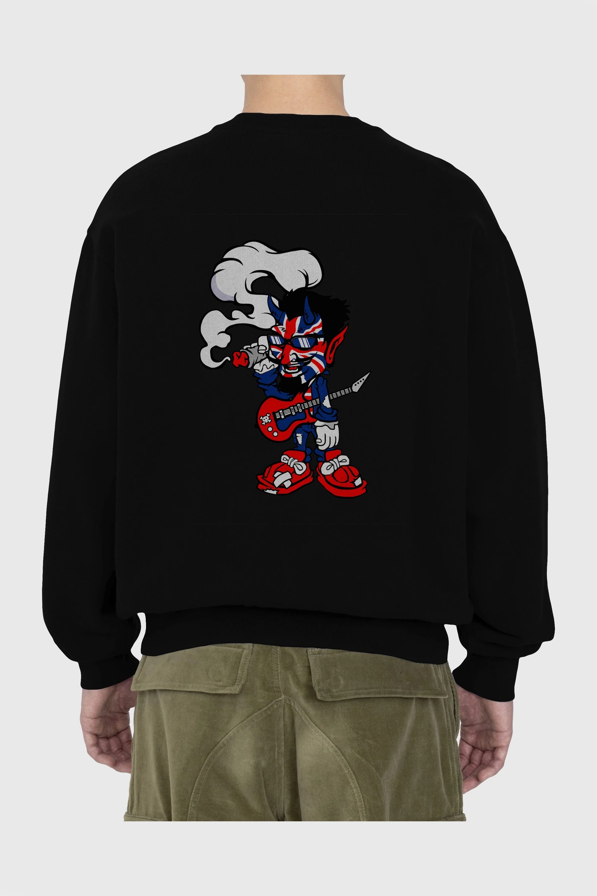 Uk Devil Rockstar Arka Baskılı Oversize Sweatshirt Erkek Kadın Unisex