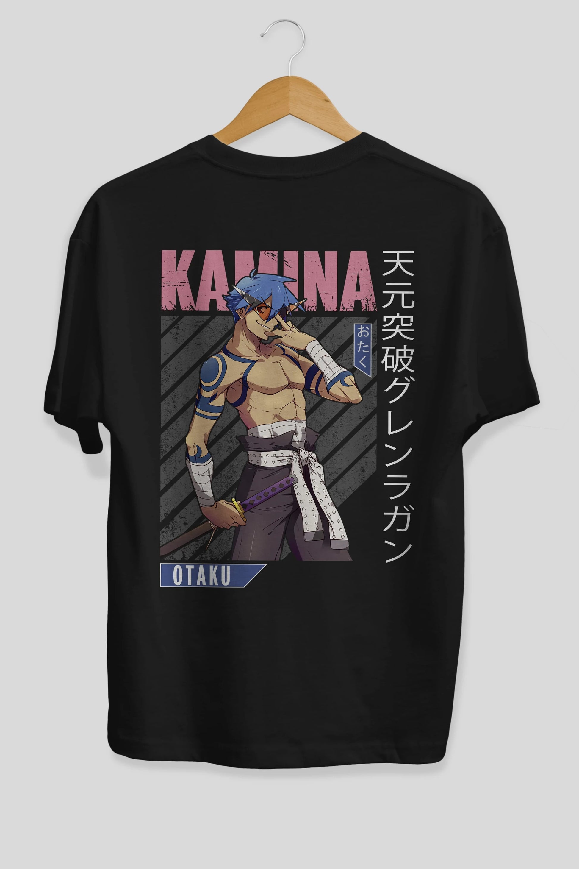 Kamina 5 Anime Arka Baskılı Oversize t-shirt Erkek Kadın Unisex