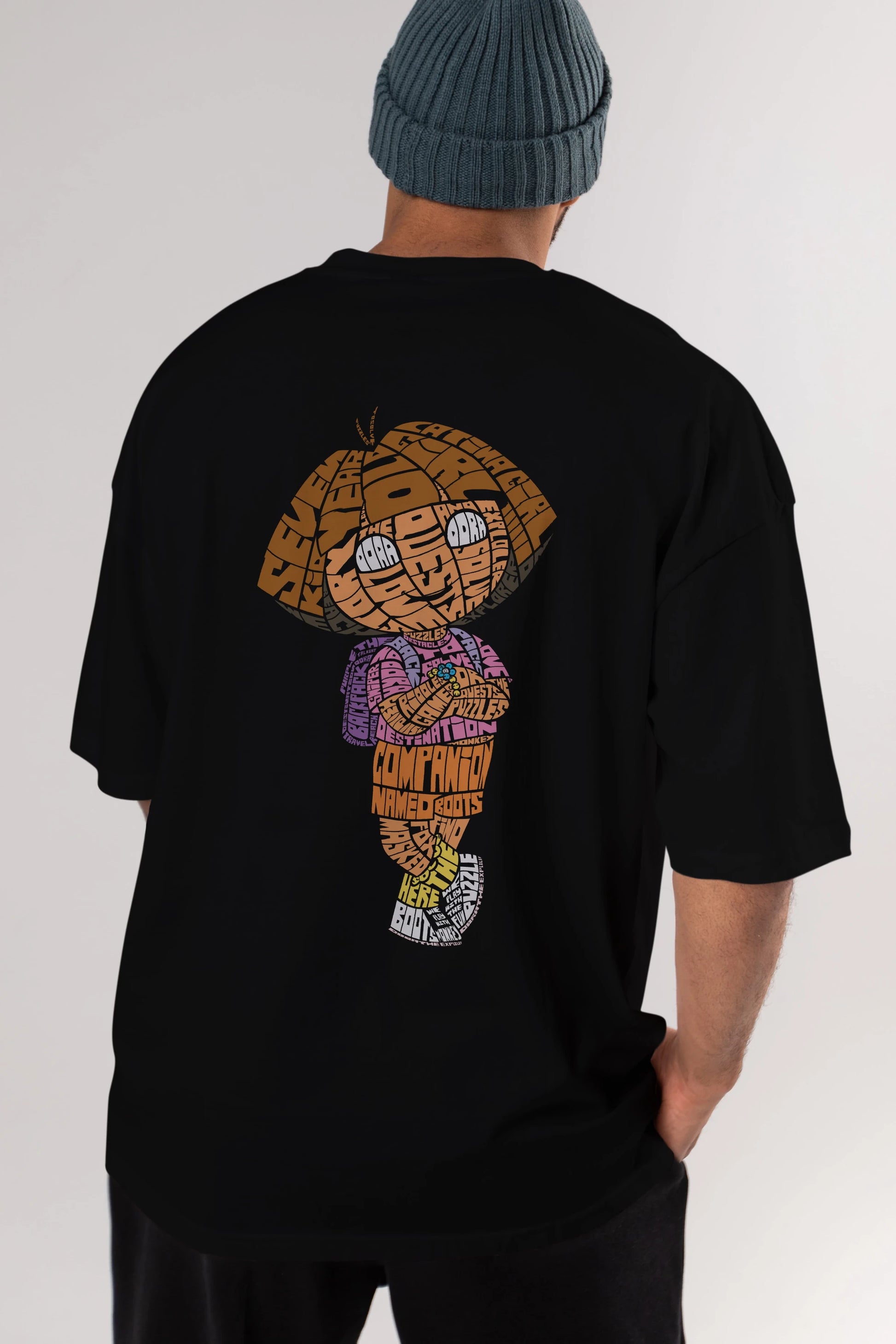Dora Arka Baskılı Oversize t-shirt %100 pamuk Erkek Kadın Unisex