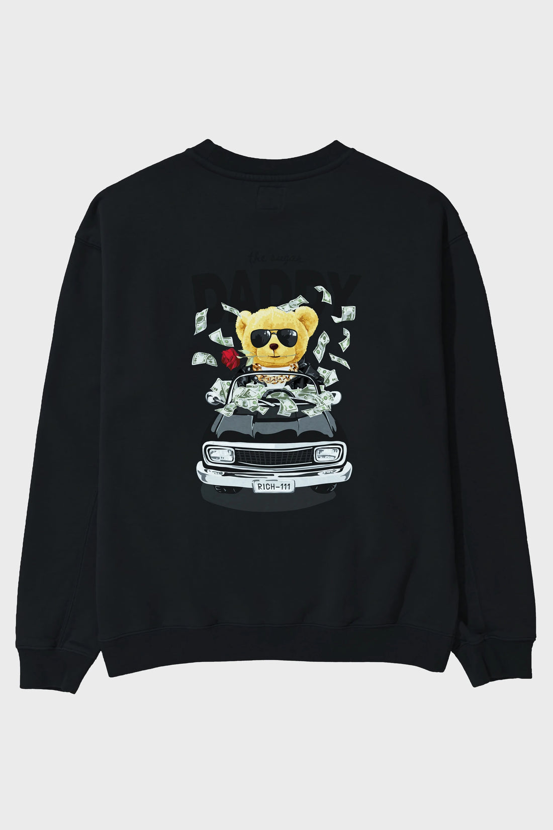 Teddy Bear Daddy Arka Baskılı Oversize Sweatshirt Erkek Kadın Unisex