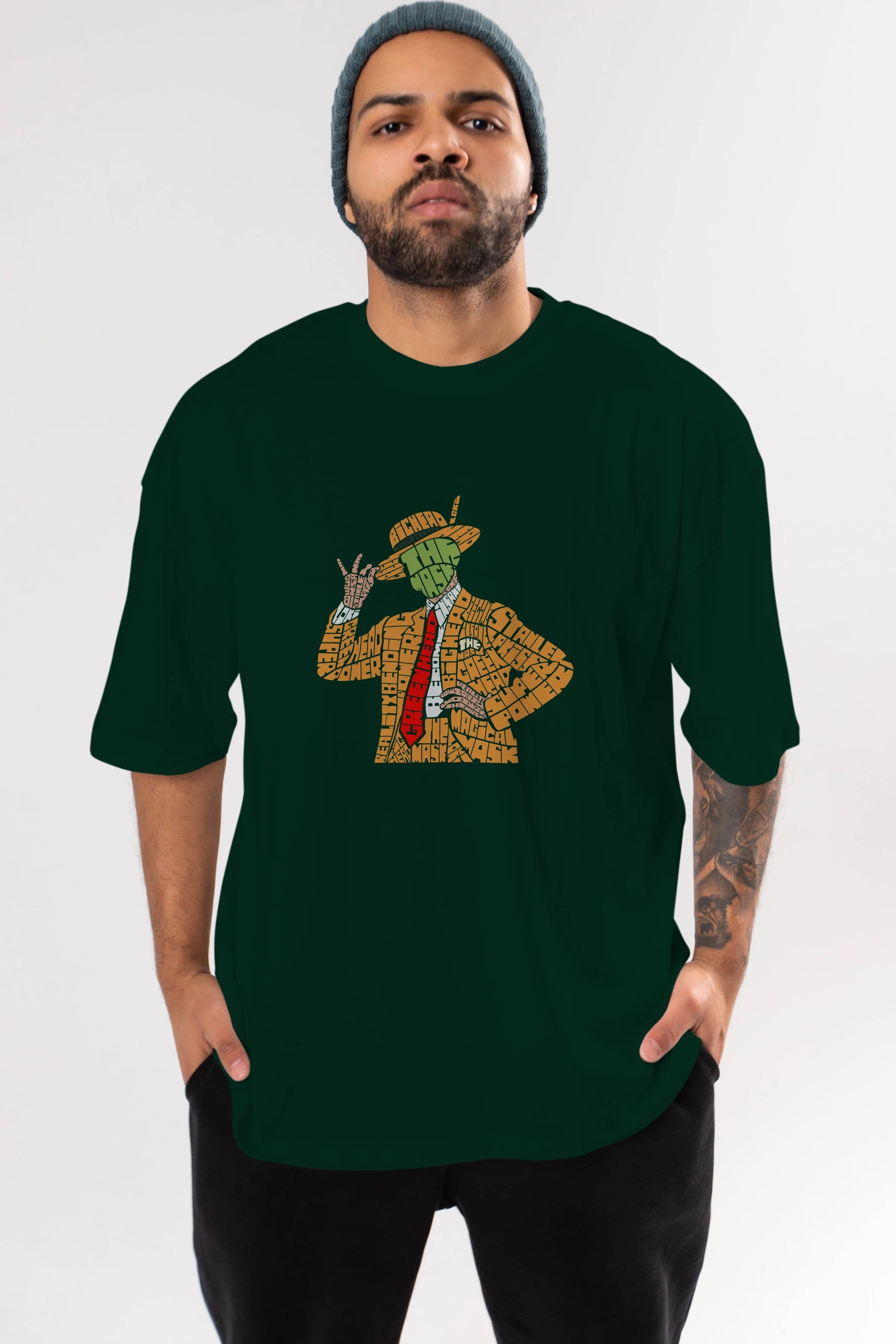The Mask Ön Baskılı Oversize t-shirt %100 pamuk Erkek Kadın Unisex