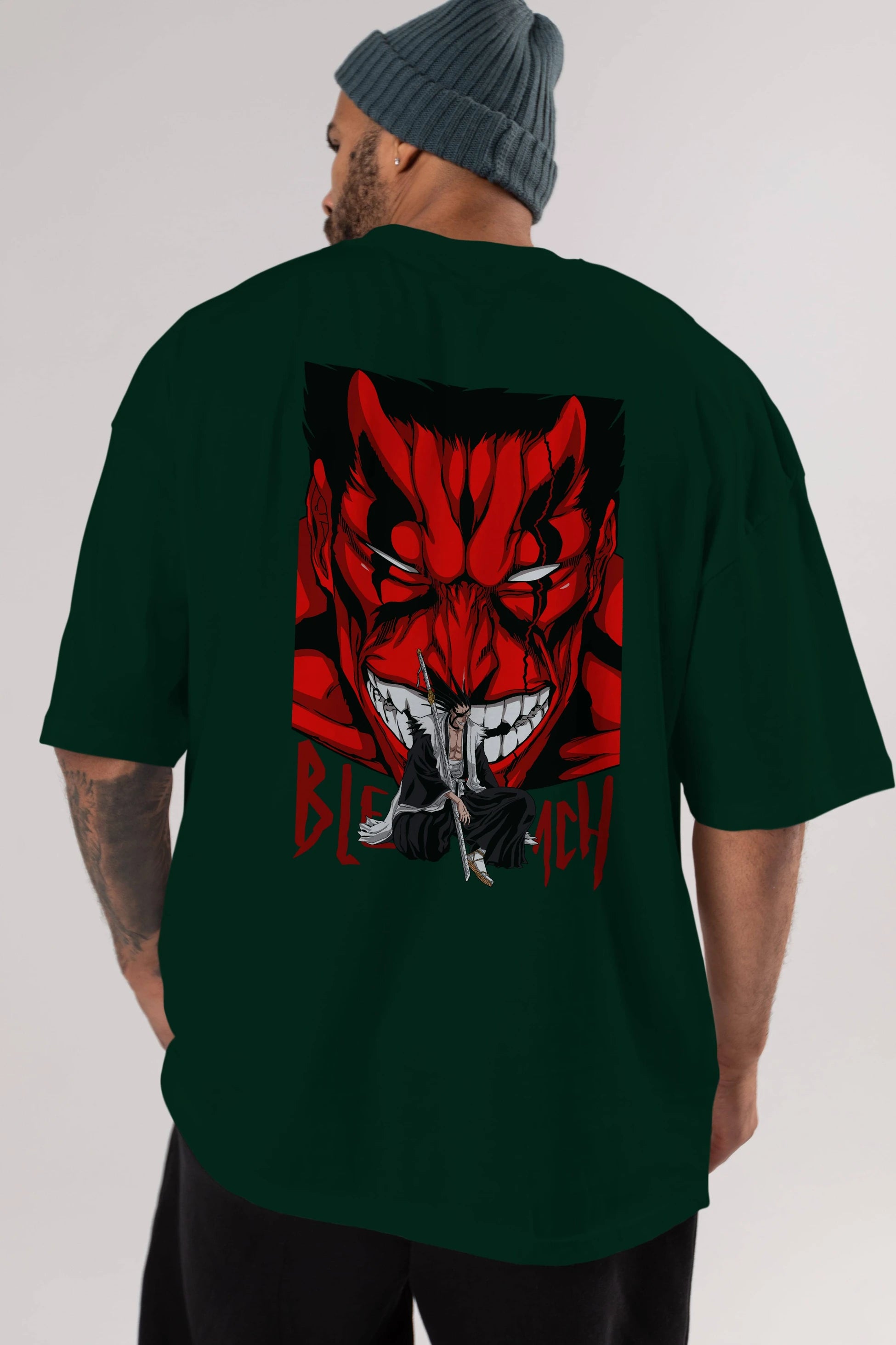 KENPACHI ZARAKI BLEACH Anime Arka Baskılı Oversize t-shirt Erkek Kadın Unisex