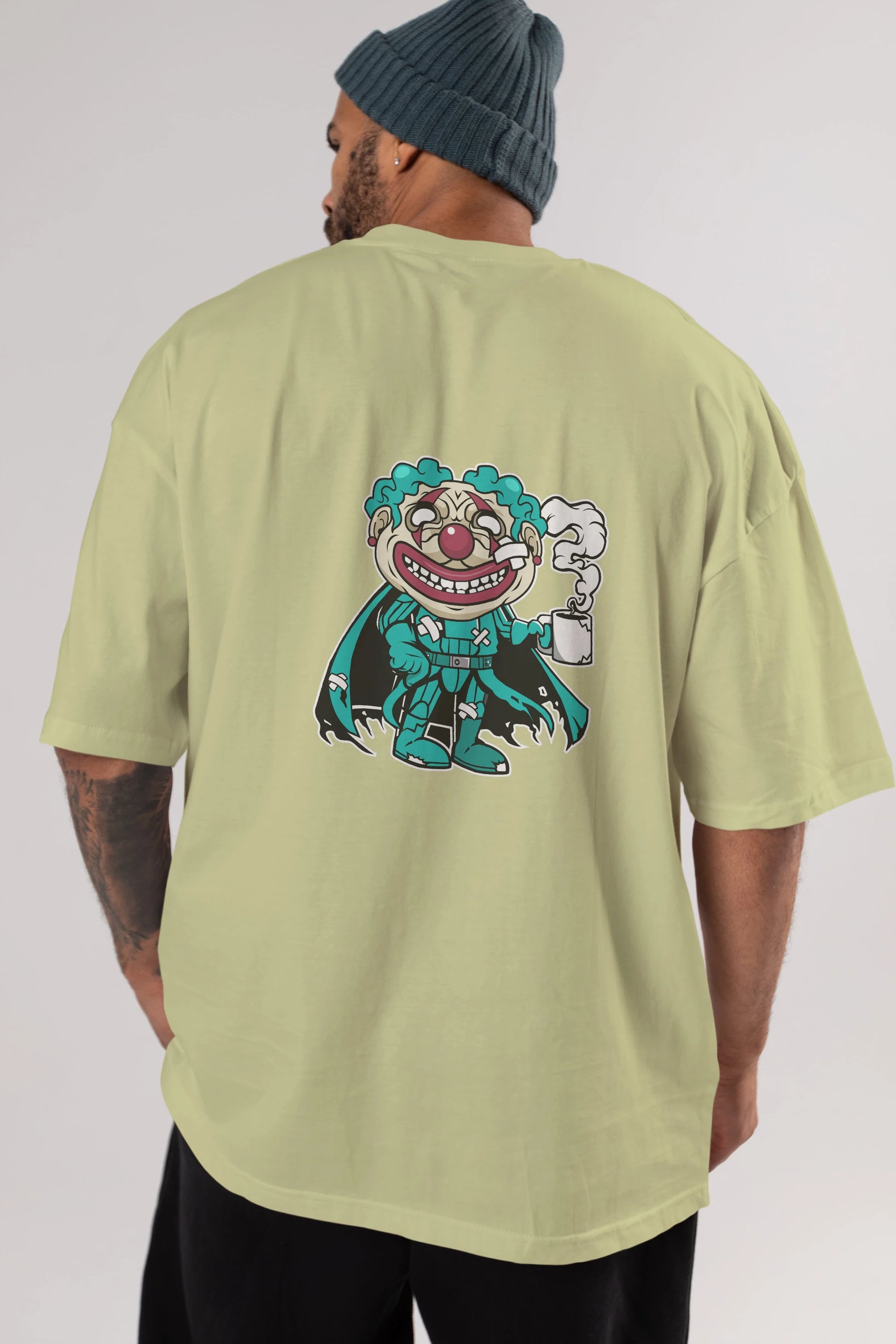 Super Clown Arka Baskılı Oversize t-shirt Erkek Kadın Unisex %100 Pamuk tişort