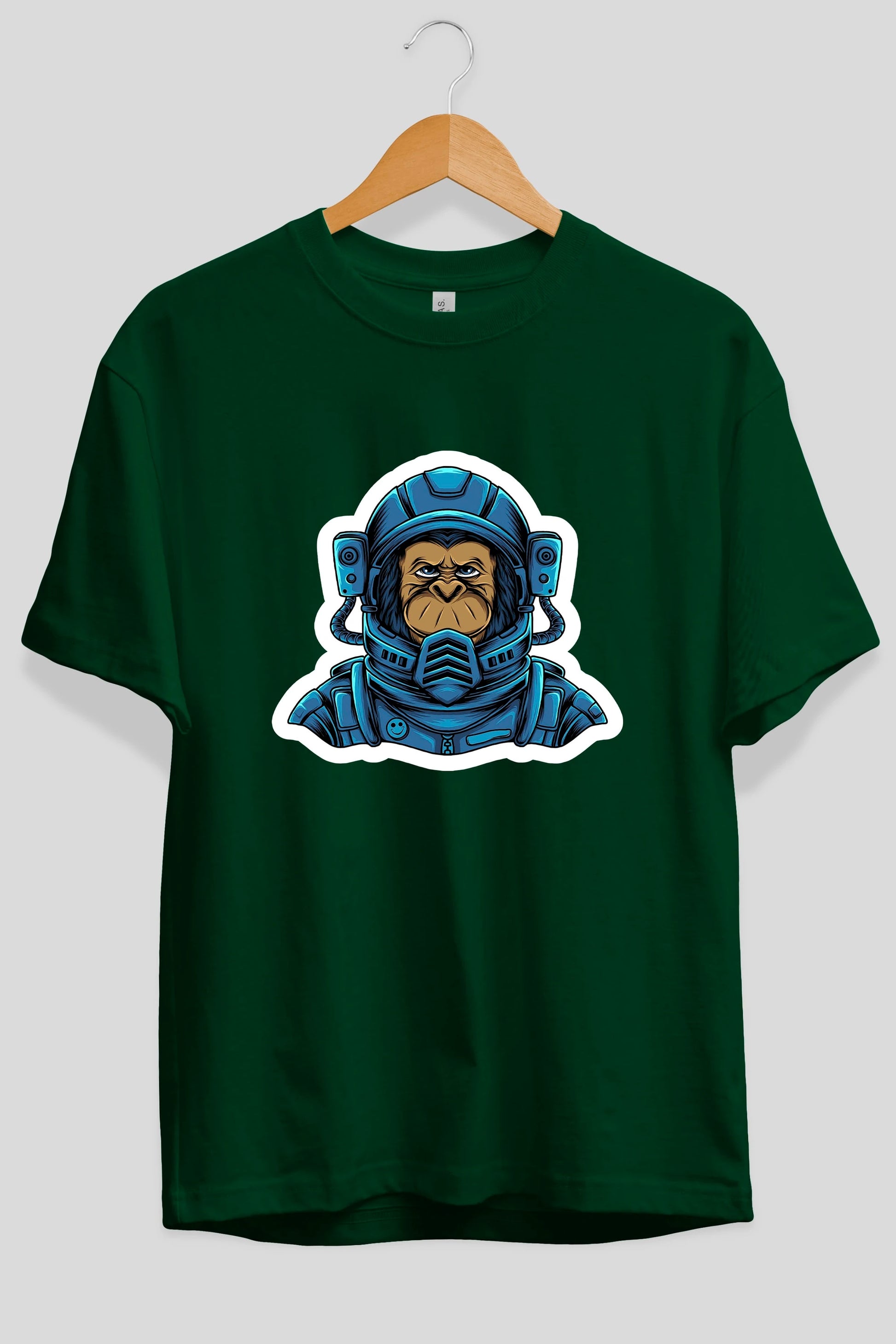 Astromonkey Sticker Ön Baskılı Oversize t-shirt Erkek Kadın Unisex