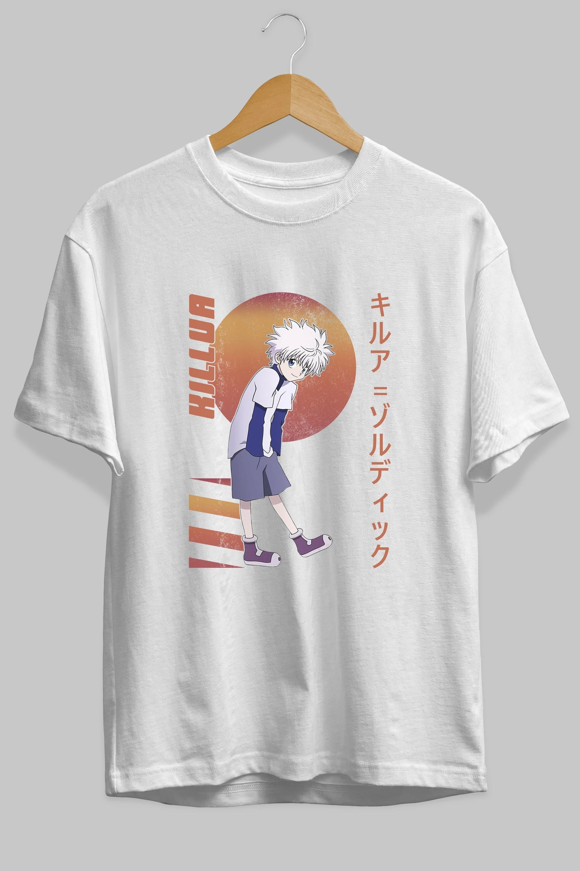 Killua Zoldyck 5 2 Anime Ön Baskılı Oversize t-shirt %100 pamuk Erkek Kadın Unisex
