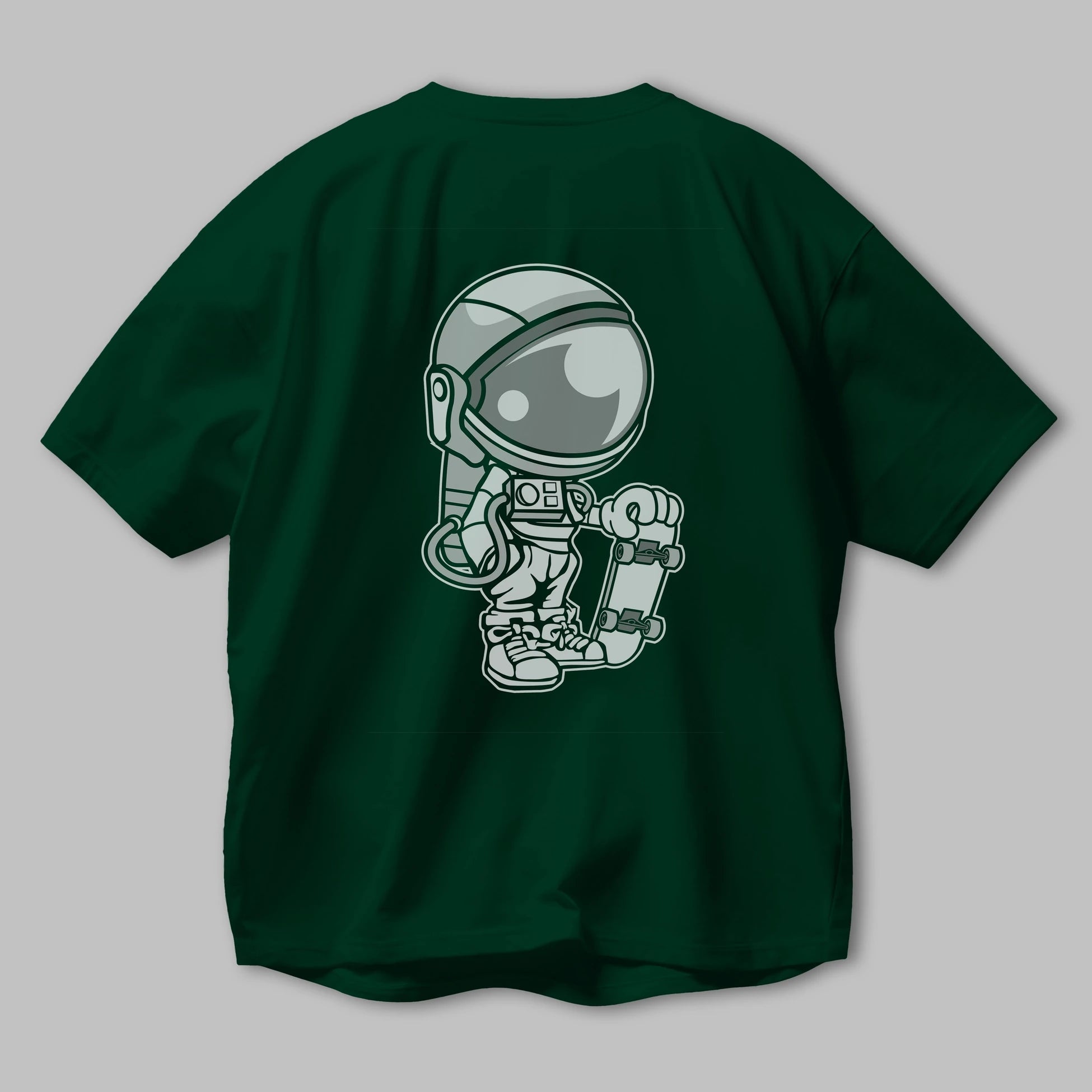 Astronaut Skaterboy Arka Baskılı Oversize t-shirt Erkek Kadın Unisex %100 Pamuk tişort