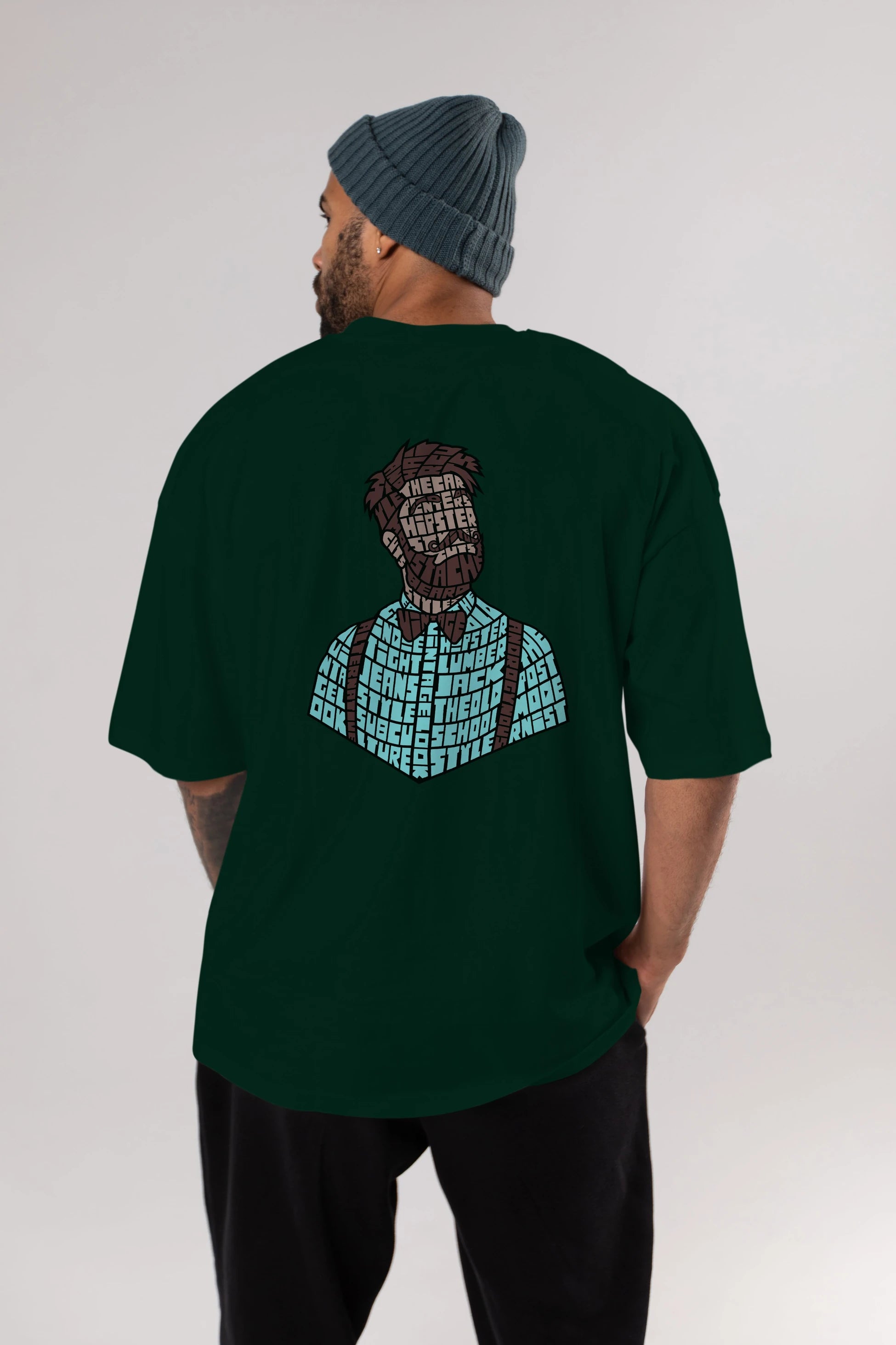 Hipster (2) Arka Baskılı Oversize t-shirt %100 pamuk Erkek Kadın Unisex