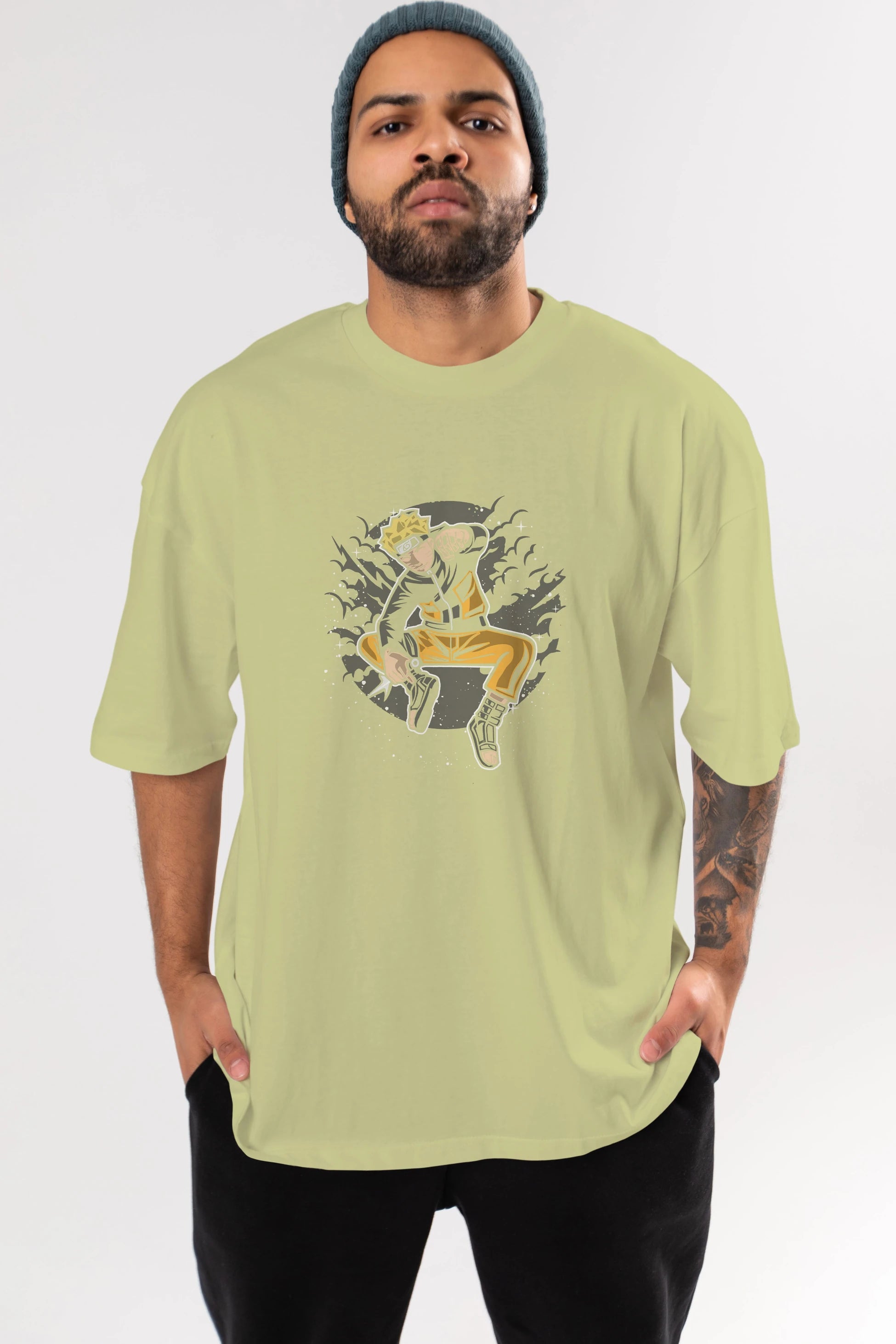 NARUTO Ön Baskılı Oversize t-shirt Erkek Kadın Unisex %100 Pamuk tişort