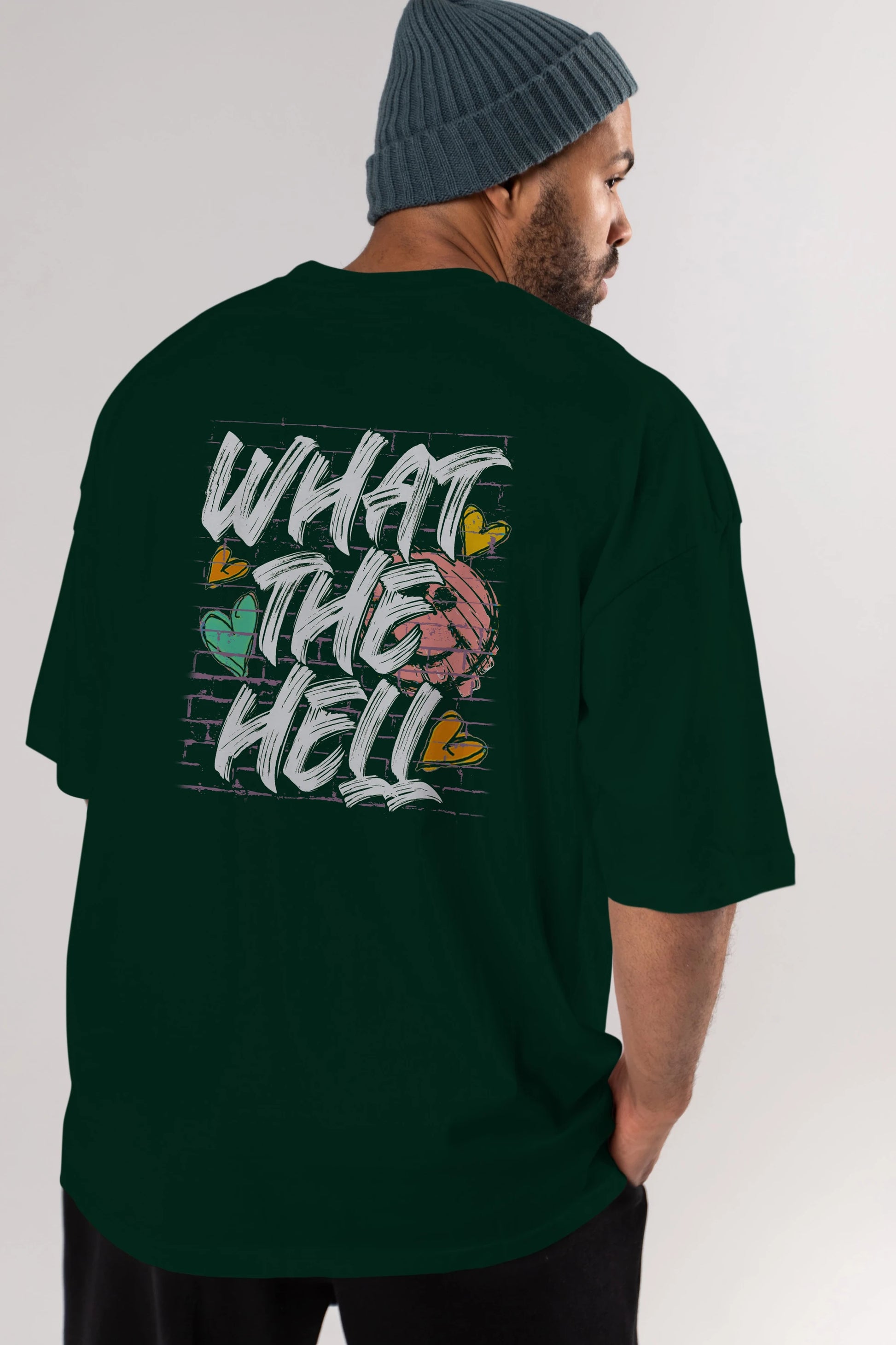 What The Hell Arka Baskılı Oversize t-shirt Erkek Kadın Unisex