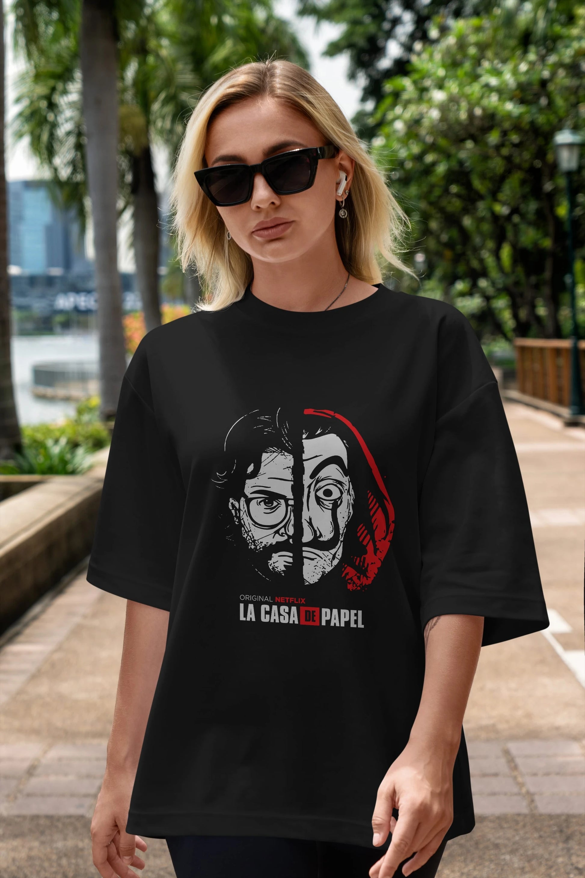 La Casa De Papel (9) Ön Baskılı Oversize t-shirt Erkek Kadın Unisex %100 Pamuk Bisiklet Yaka tişort