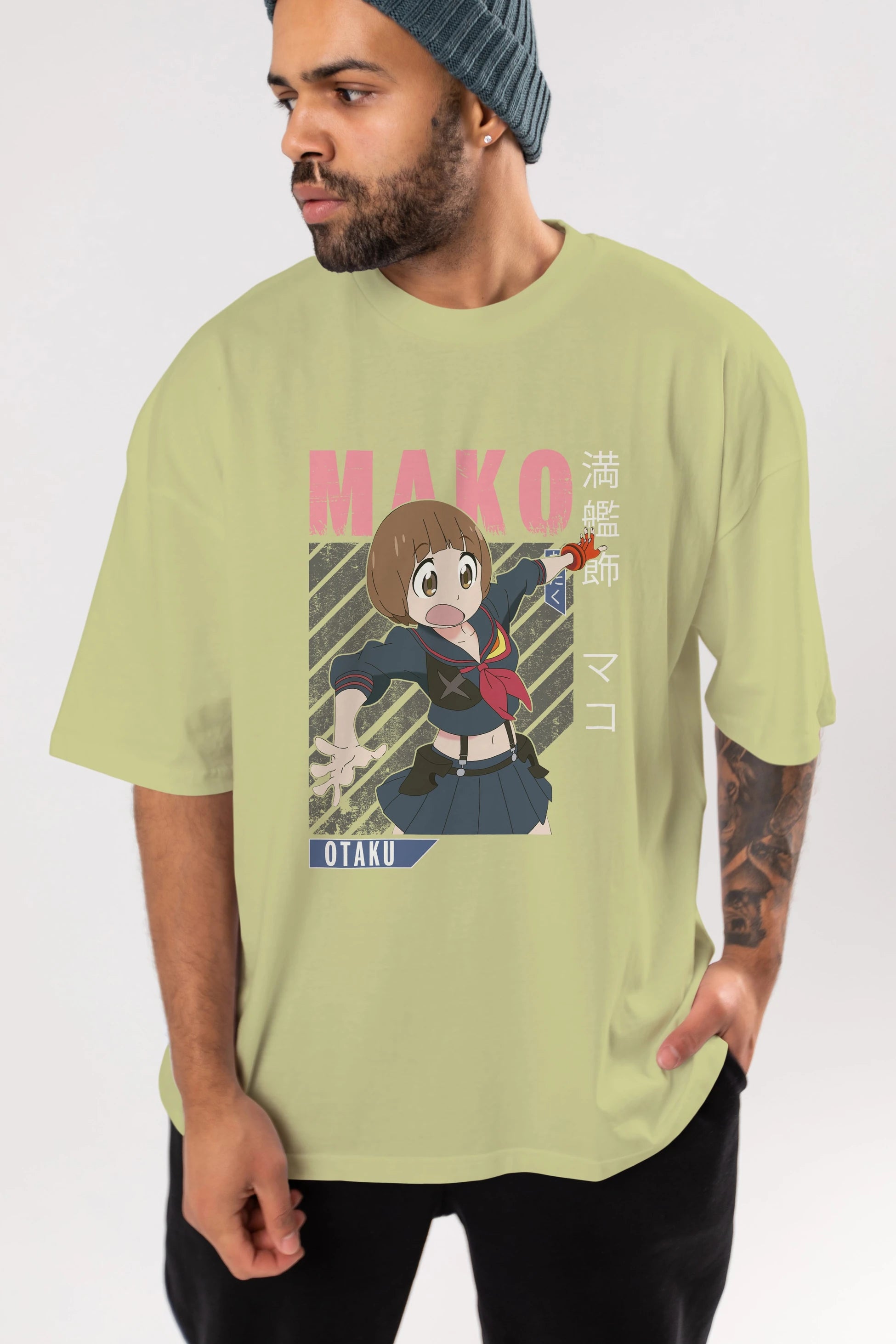 Mako Mankanshoku 2 Anime Ön Baskılı Oversize t-shirt %100 pamuk Erkek Kadın Unisex