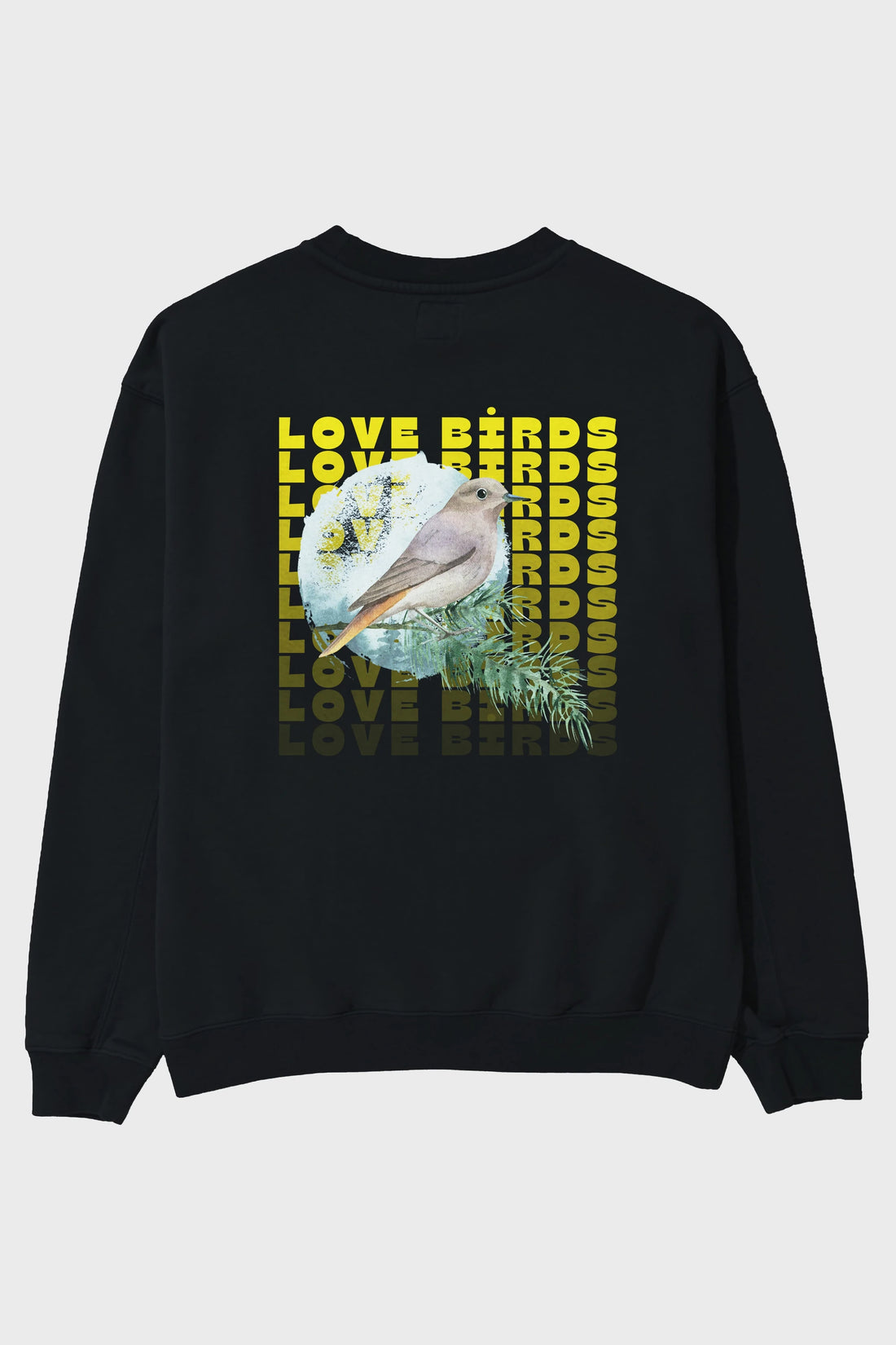 Love Birds Yazılı Arka Baskılı Oversize Sweatshirt Erkek Kadın Unisex