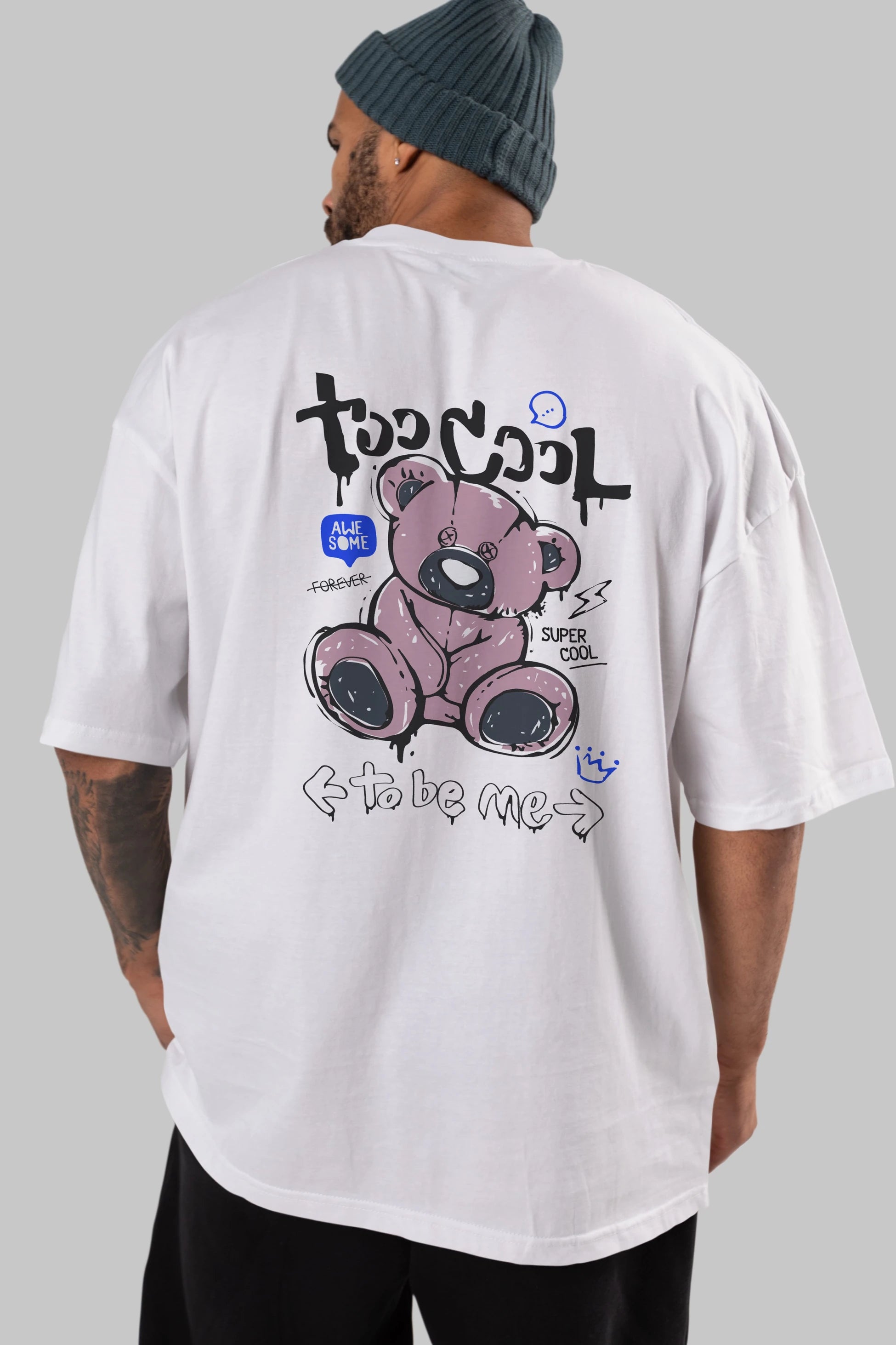 Too Cool Bear Arka Baskılı Oversize t-shirt Erkek Kadın Unisex