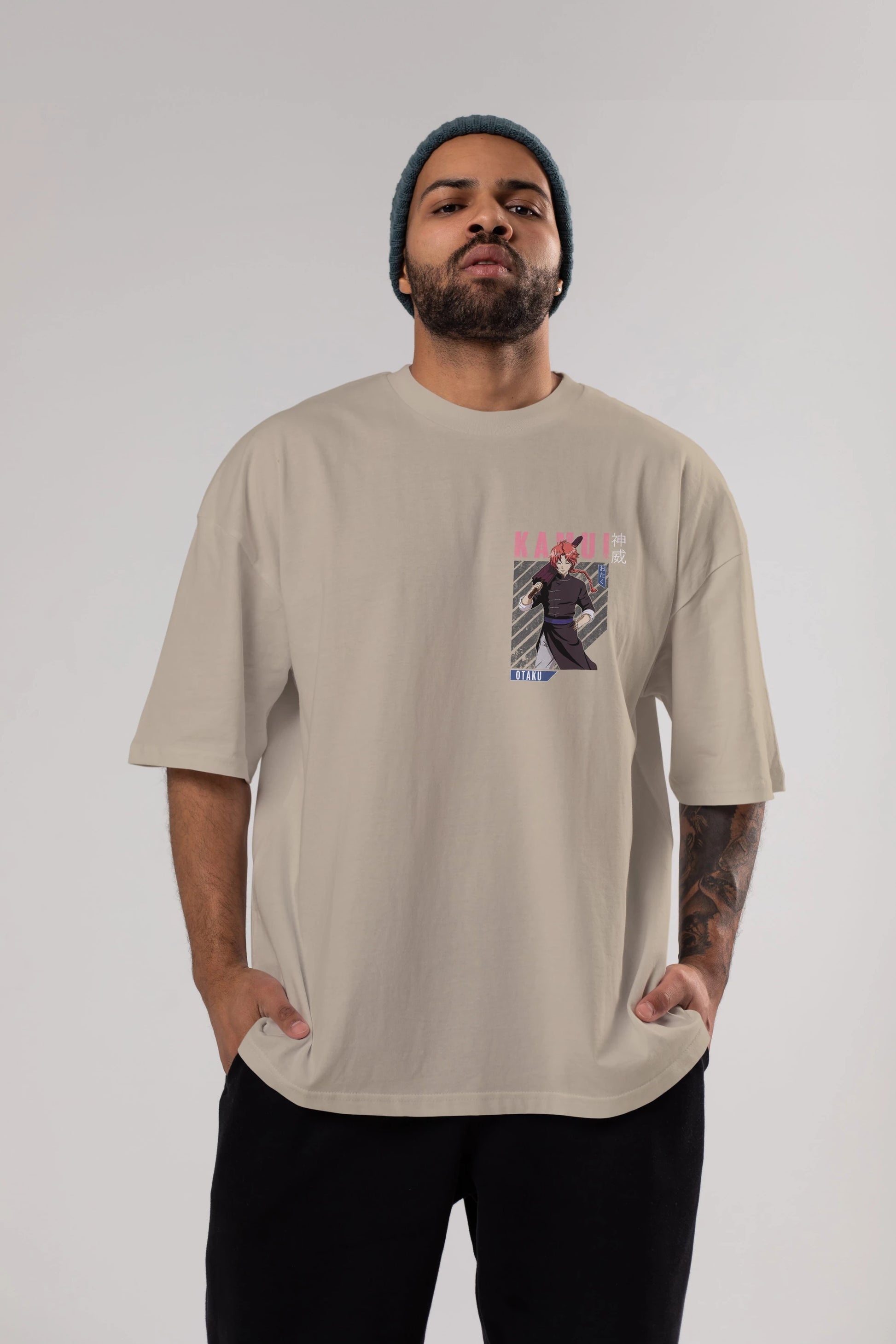 Kamui GINTAMA 1 Ön Sol Baskılı Oversize t-shirt Erkek Kadın Unisex %100 Pamuk Bisiklet Yaka tişort