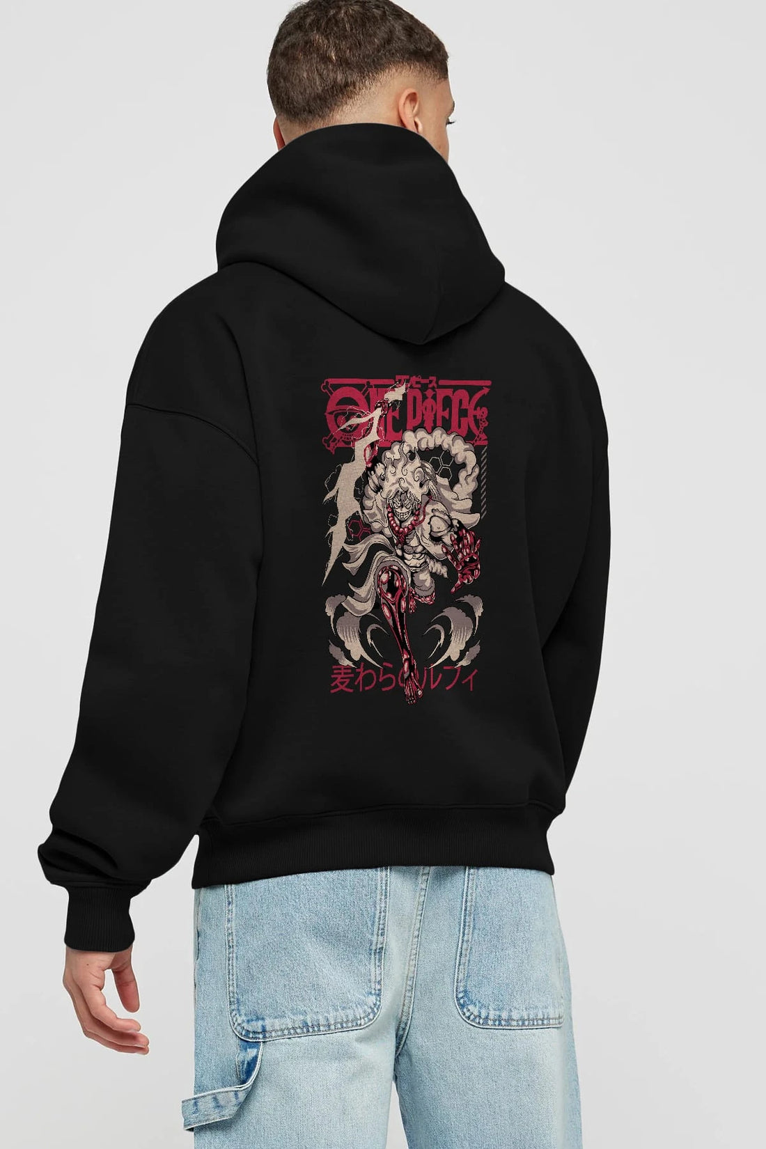 MONKEY D. LUFF-ONE PIECE 1 Anime Arka Baskılı Hoodie Oversize Kapüşonlu Sweatshirt Erkek Kadın Unisex