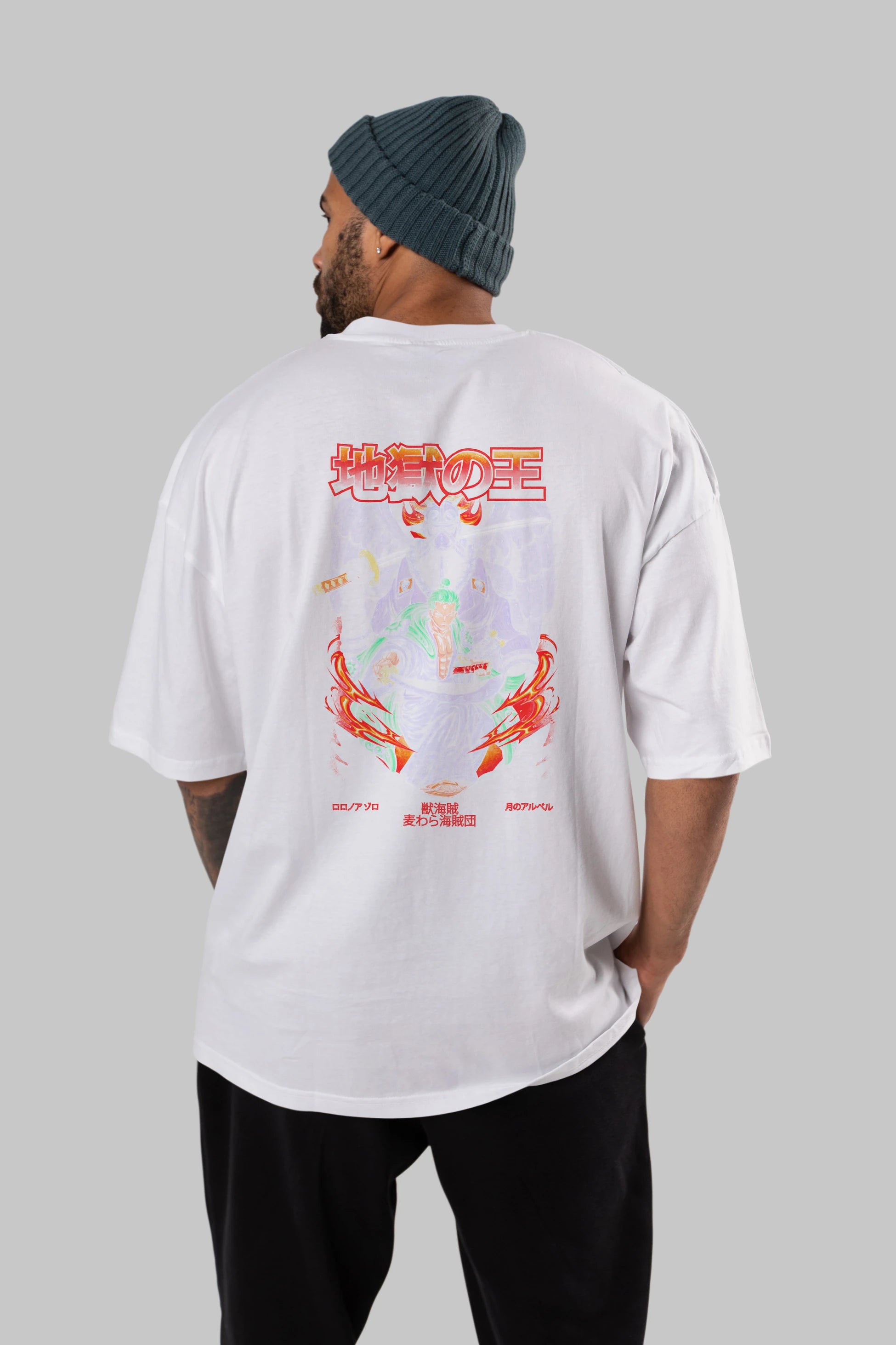 Roronoa Zoro 4 Anime Arka Baskılı Oversize t-shirt Erkek Kadın Unisex