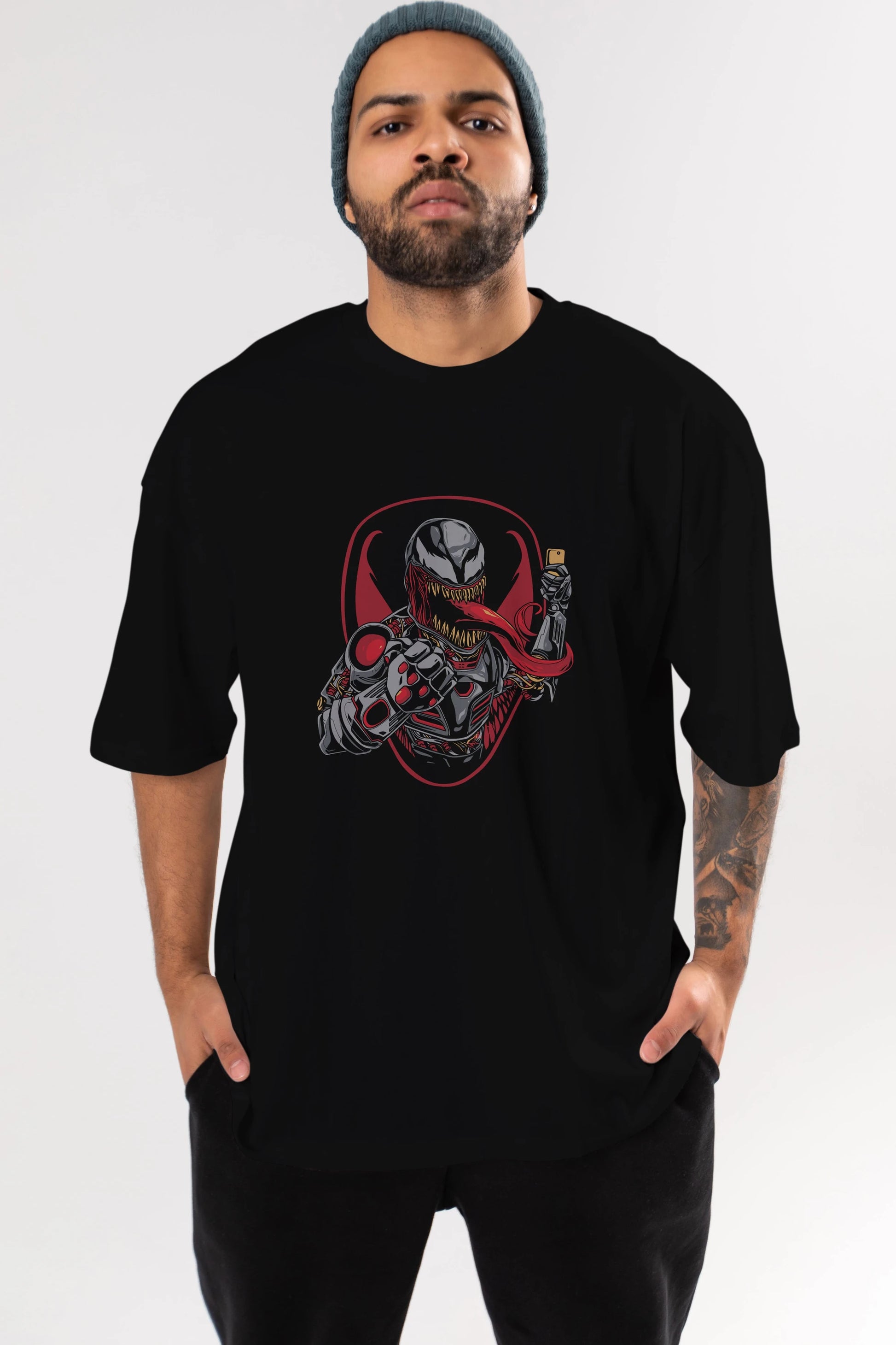 Venom (17) Ön Baskılı Oversize t-shirt Erkek Kadın Unisex %100 Pamuk Bisiklet Yaka tişort