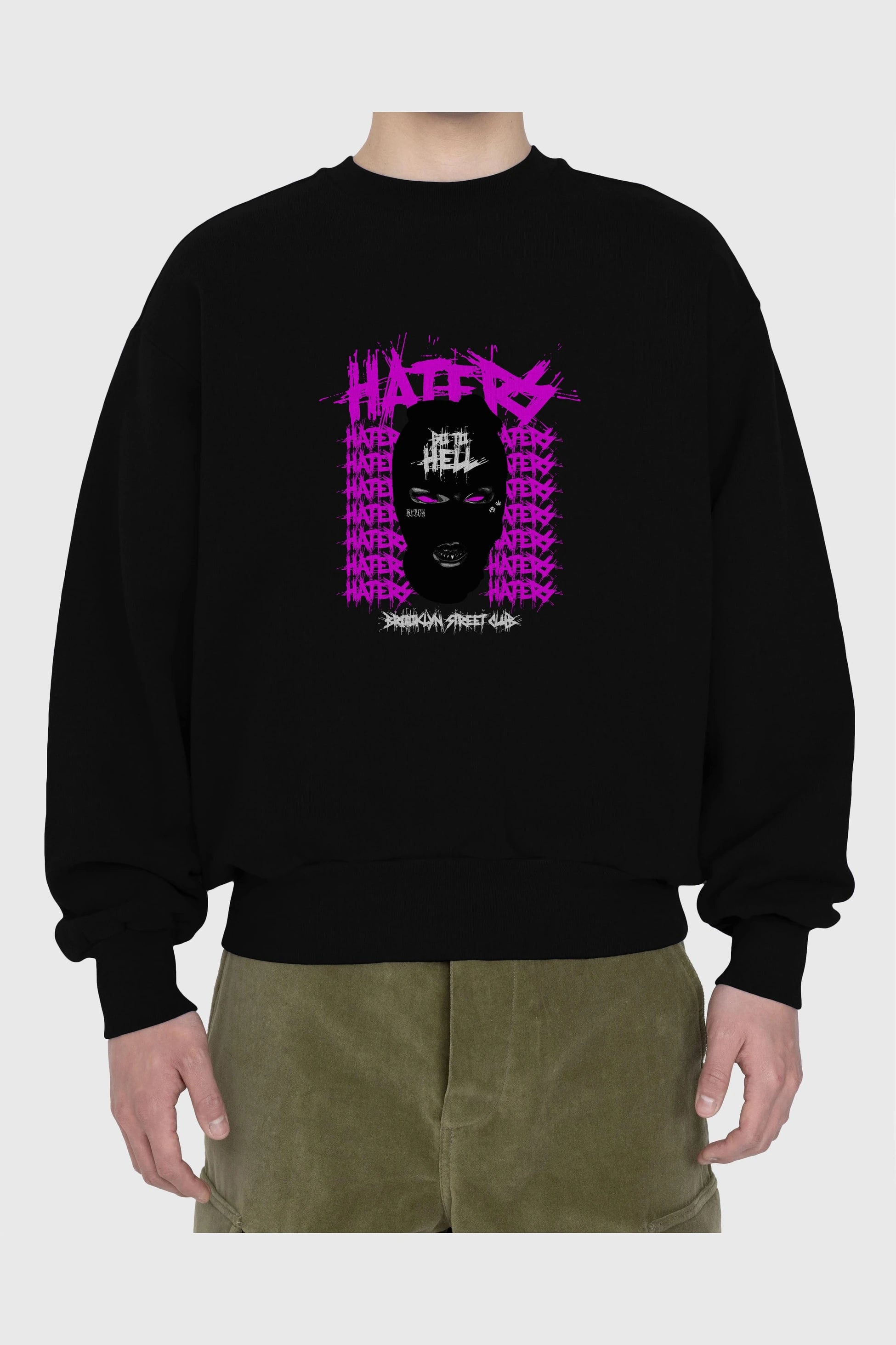 Haters Brooklyn Street Club Ön Baskılı Oversize Sweatshirt Erkek Kadın Unisex
