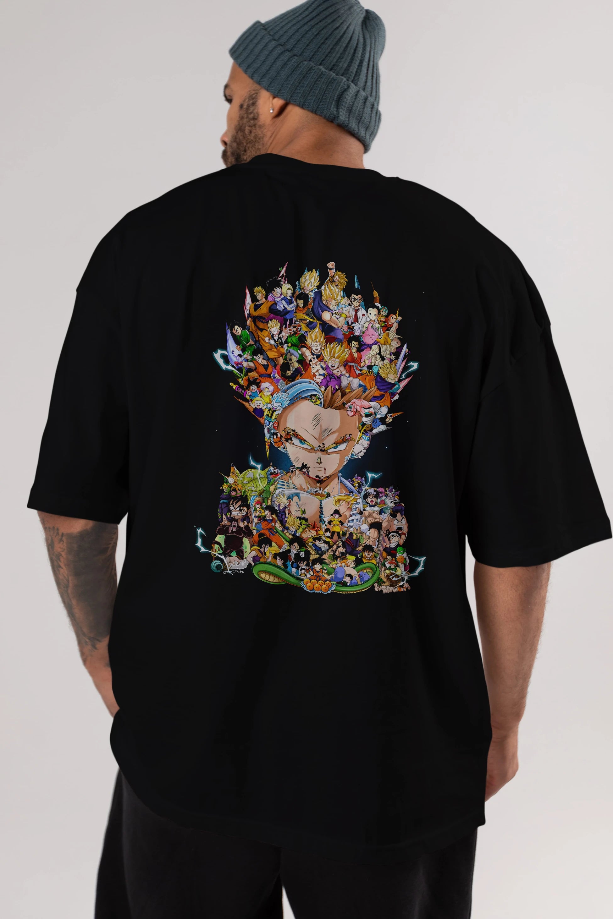 DRAGON BALL ART (2) Anime Arka Baskılı Oversize t-shirt Erkek Kadın Unisex