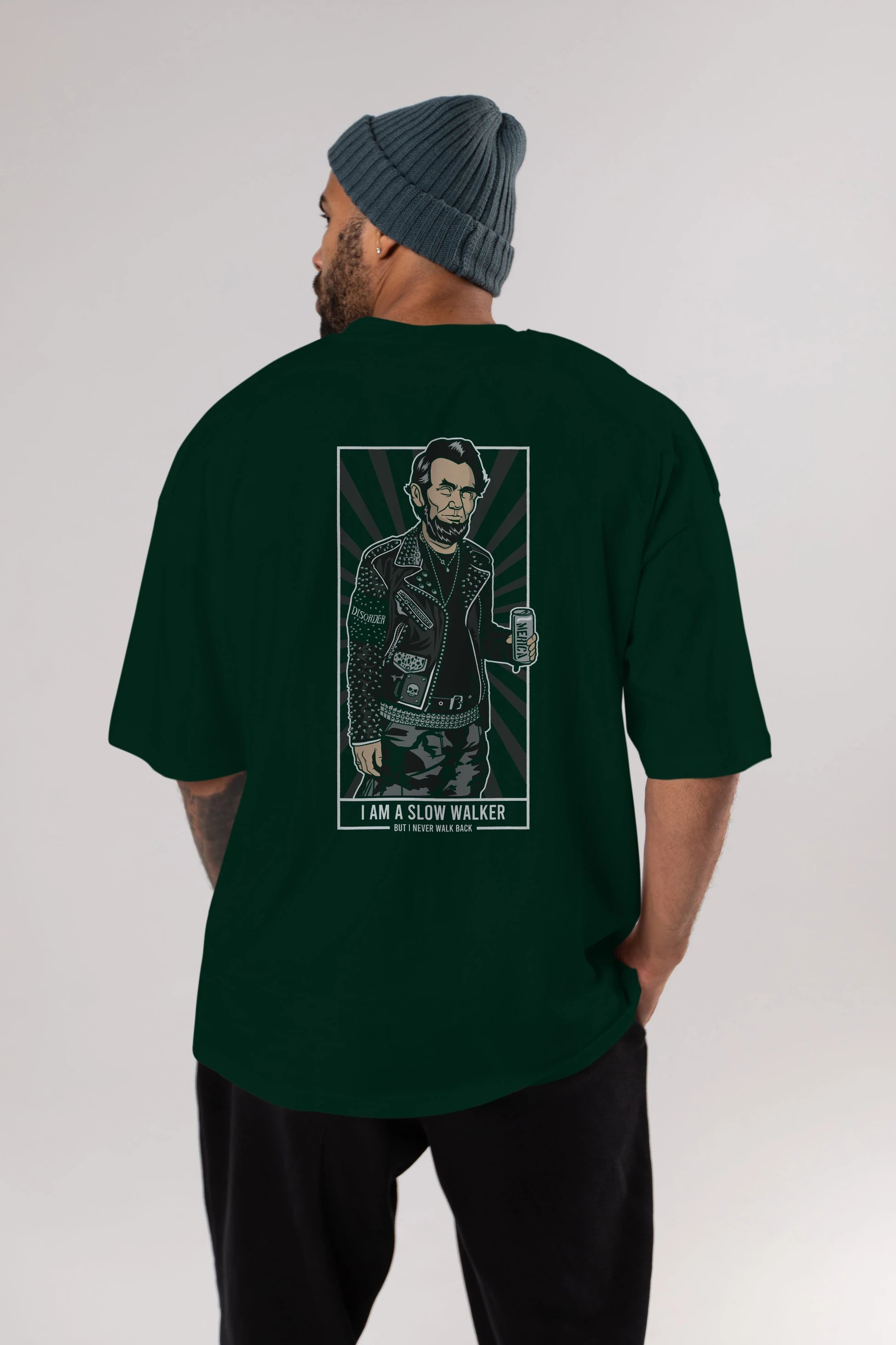 Lincoln Street Punk Arka Baskılı Oversize t-shirt Erkek Kadın Unisex %100 Pamuk tişort