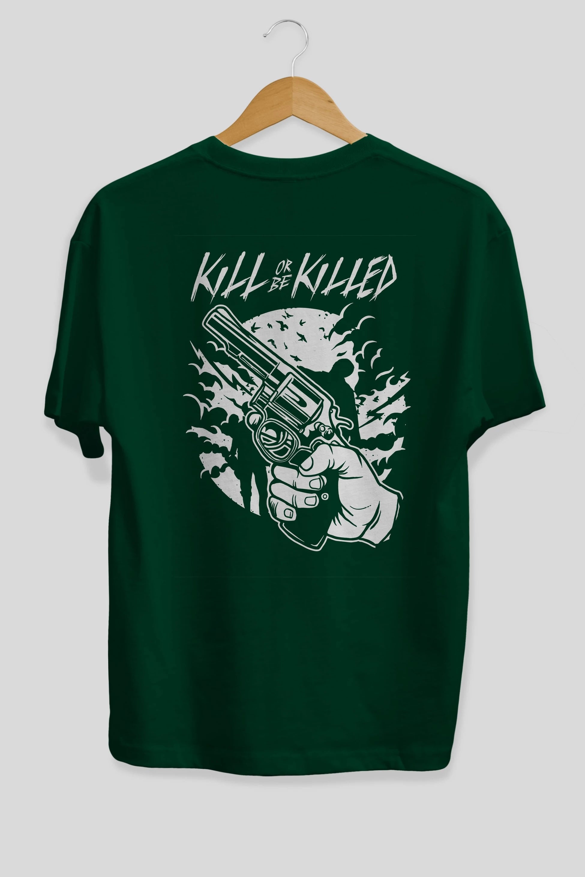 Zombie Shooter Arka Baskılı Oversize t-shirt Erkek Kadın Unisex %100 Pamuk