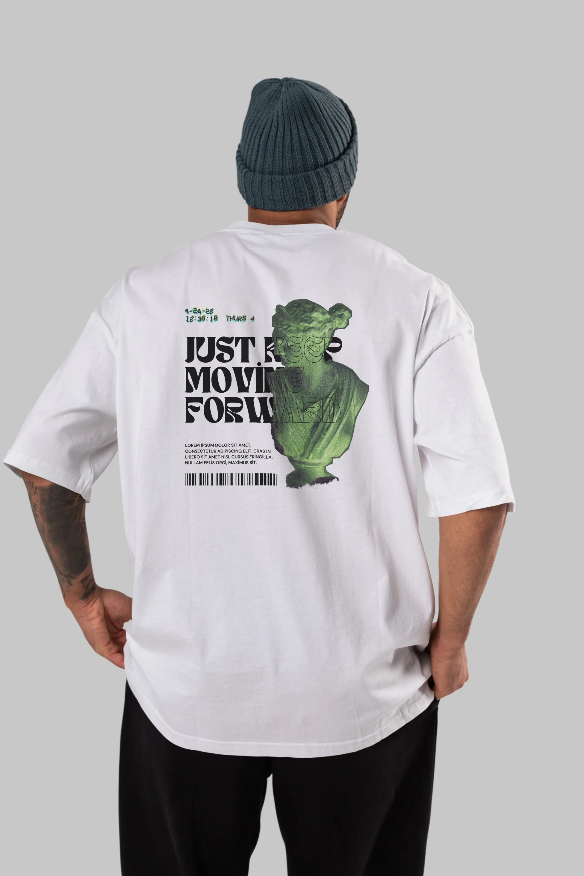Just Keep Moving Forward Yazılı Arka Baskılı Oversize t-shirt Erkek Kadın Unisex