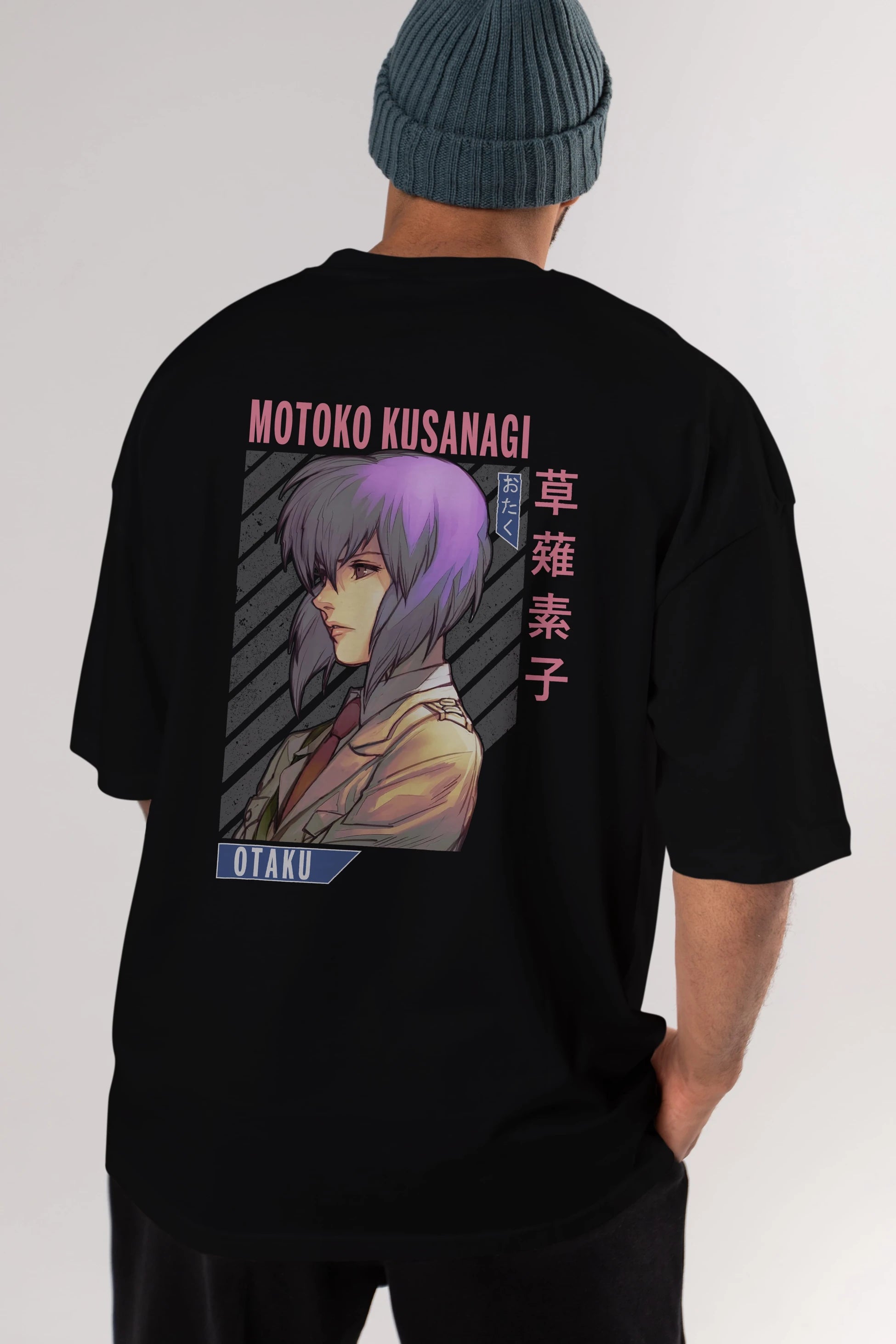 Motoko Kusanagi 4 Anime Arka Baskılı Oversize t-shirt Erkek Kadın Unisex
