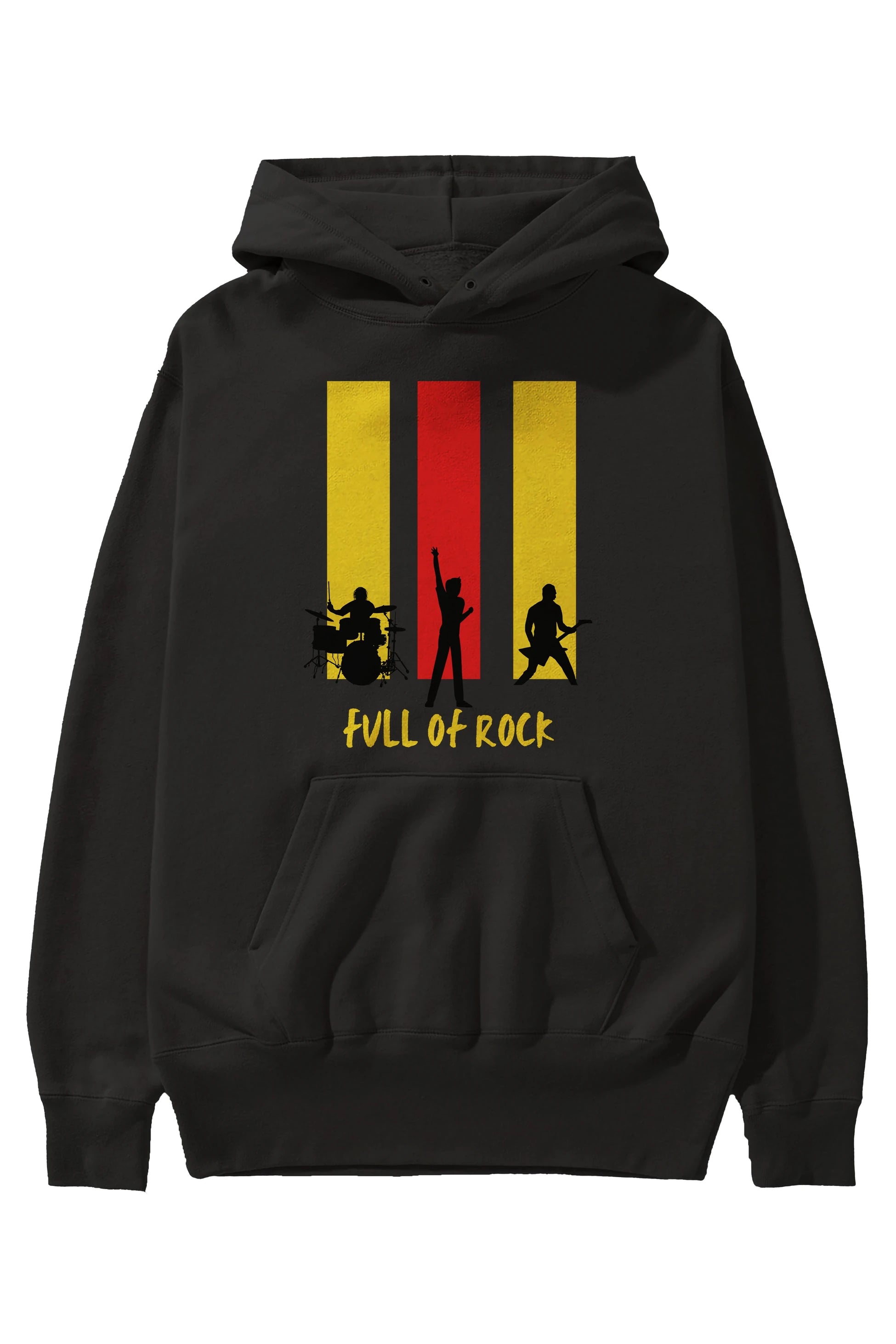 Full of Rock Yazılı Ön Baskılı Oversize Hoodie Kapüşonlu Sweatshirt Erkek Kadın Unisex