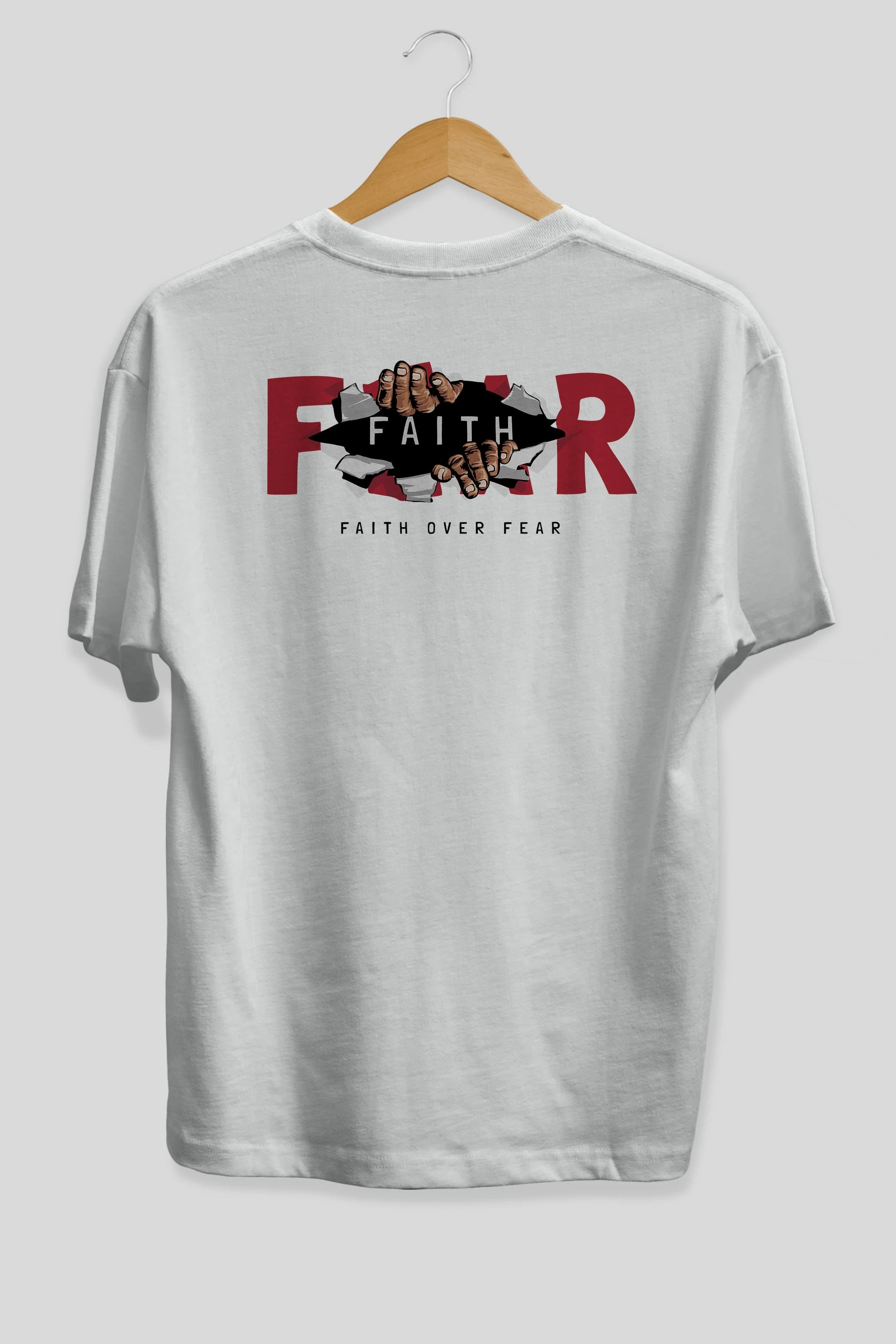 Faith Over Fear Arka Baskılı Oversize t-shirt Erkek Kadın Unisex