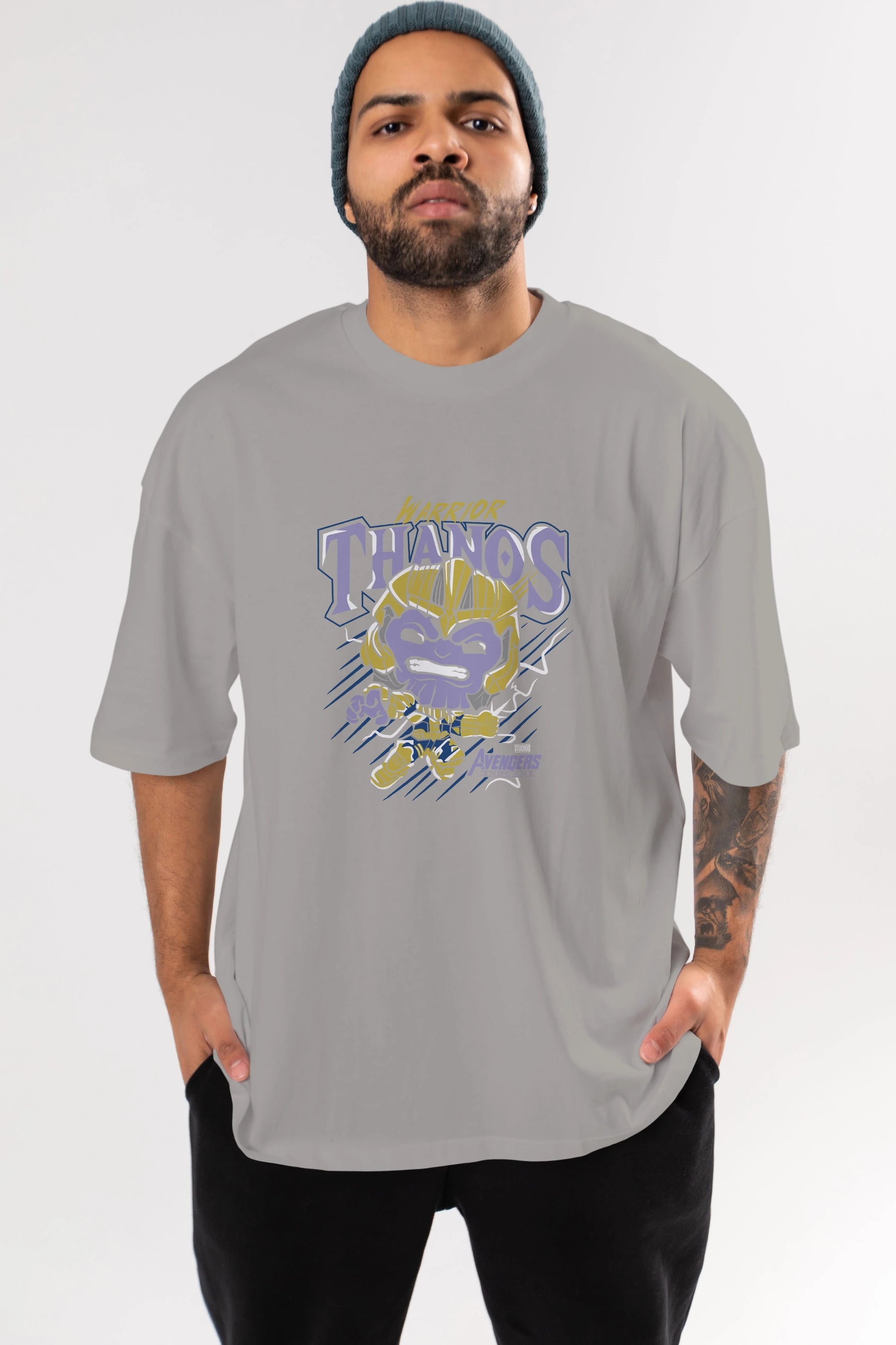 Thanos (2) Ön Baskılı Oversize t-shirt Erkek Kadın Unisex %100 Pamuk Bisiklet Yaka tişort