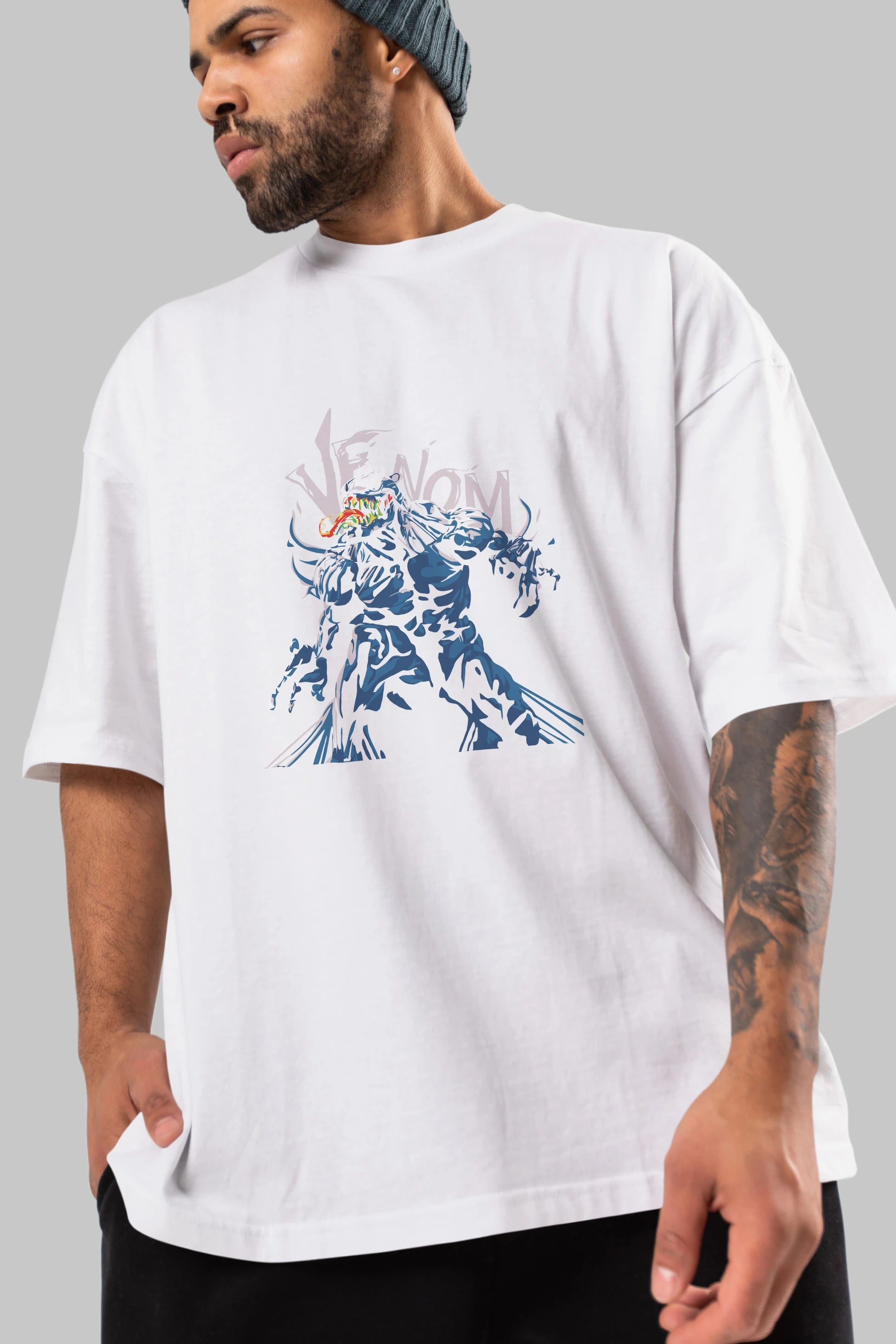 Venom (8) Ön Baskılı Oversize t-shirt Erkek Kadın Unisex %100 Pamuk Bisiklet Yaka tişort