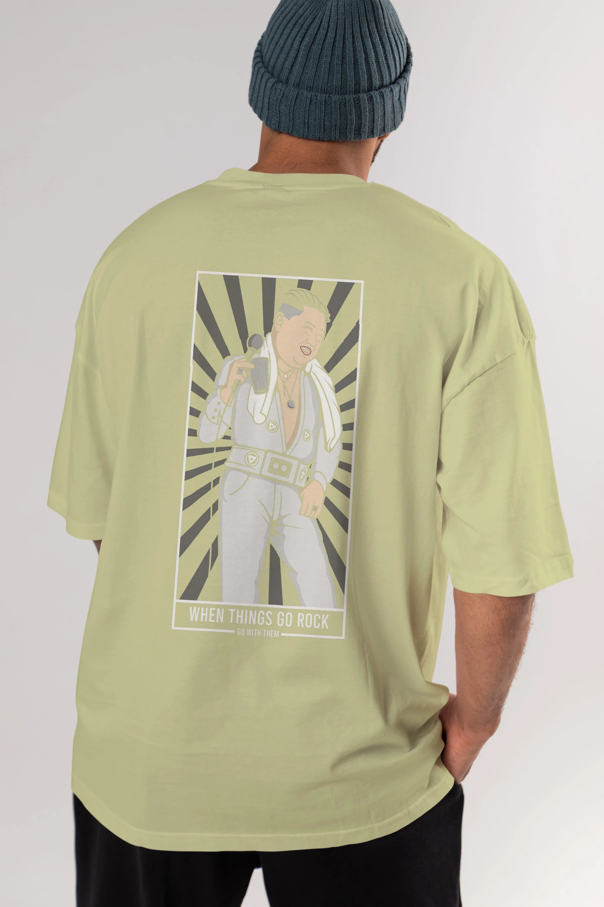 Kim Elvis Arka Baskılı Oversize t-shirt Erkek Kadın Unisex %100 Pamuk tişort