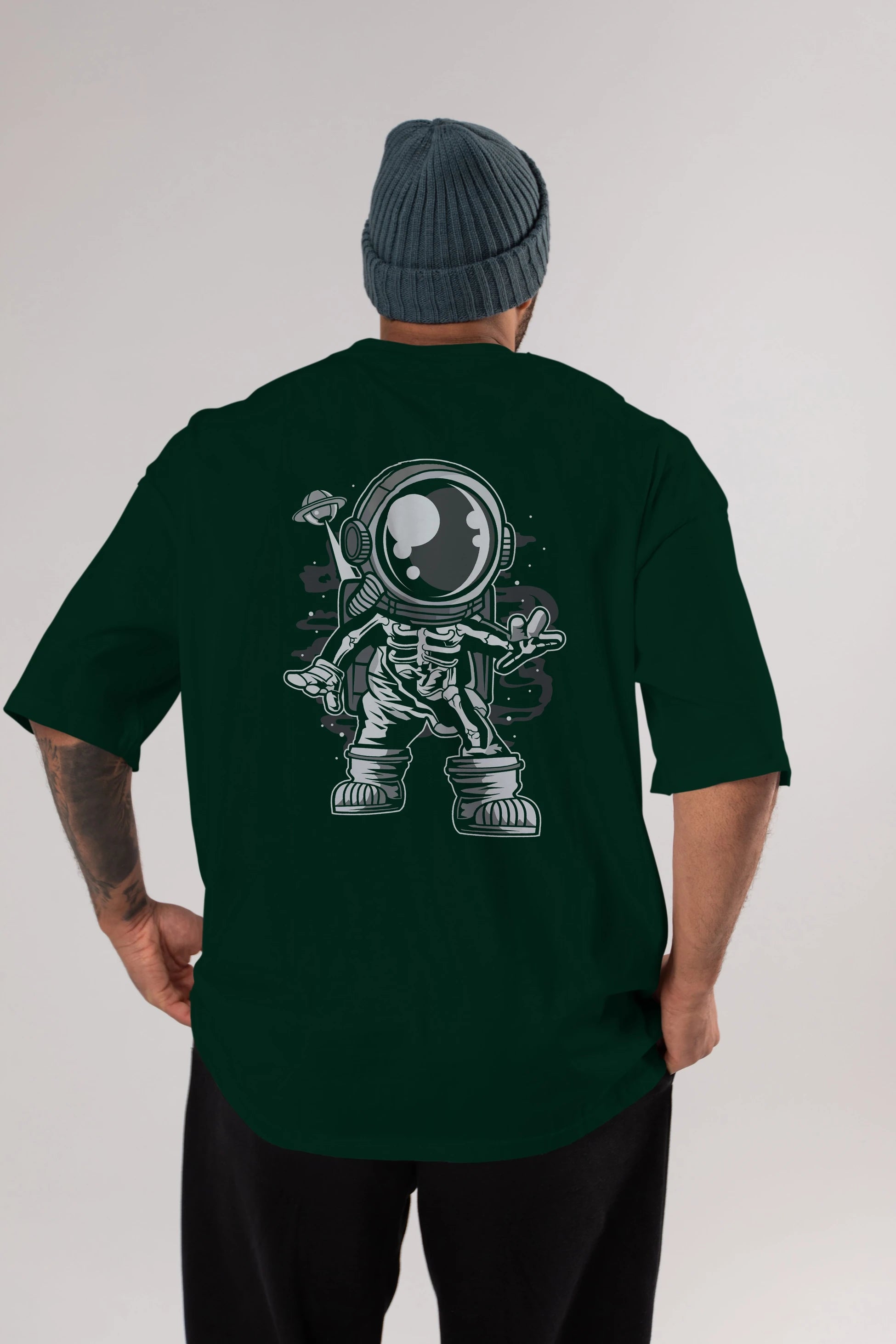 Space Skeleton Arka Baskılı Oversize t-shirt Erkek Kadın Unisex