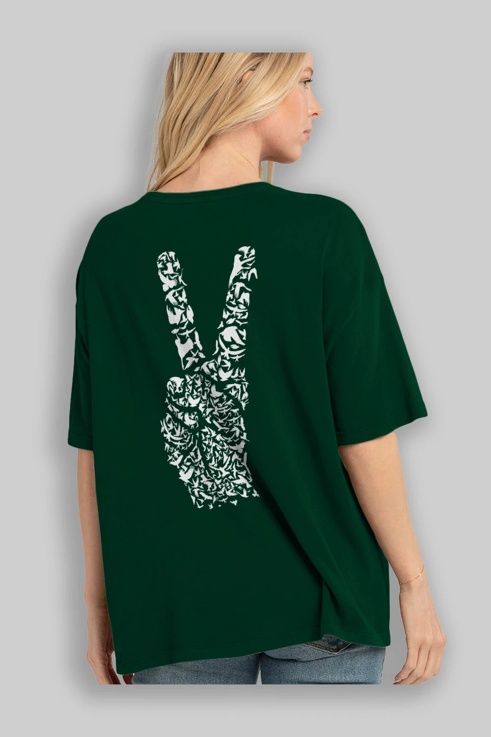 Peace Arka Baskılı Oversize t-shirt %100 pamuk Erkek Kadın Unisex