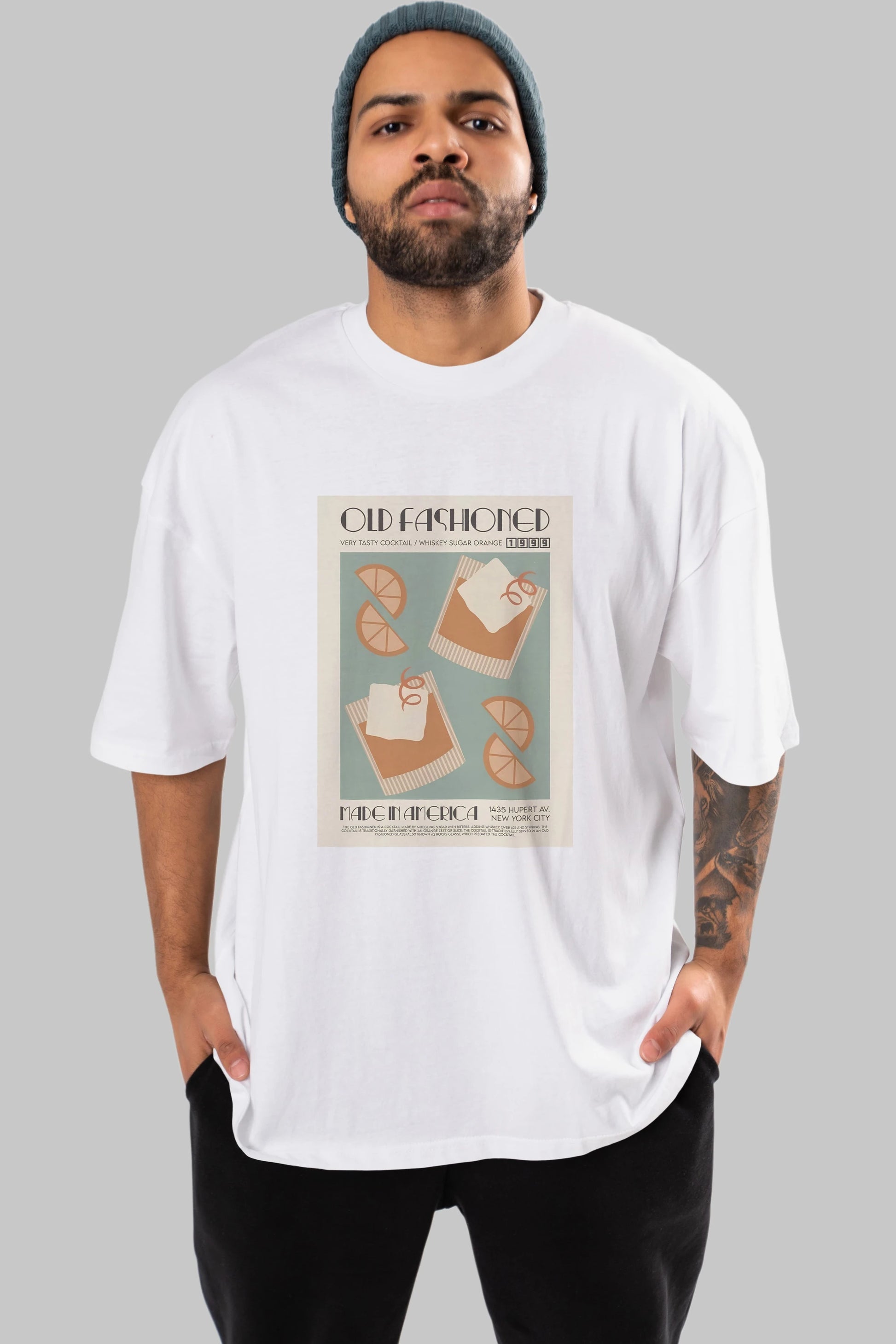 Old Fashioned 2 Ön Baskılı Oversize t-shirt Erkek Kadın Unisex %100 Pamuk Bisiklet Yaka tişort