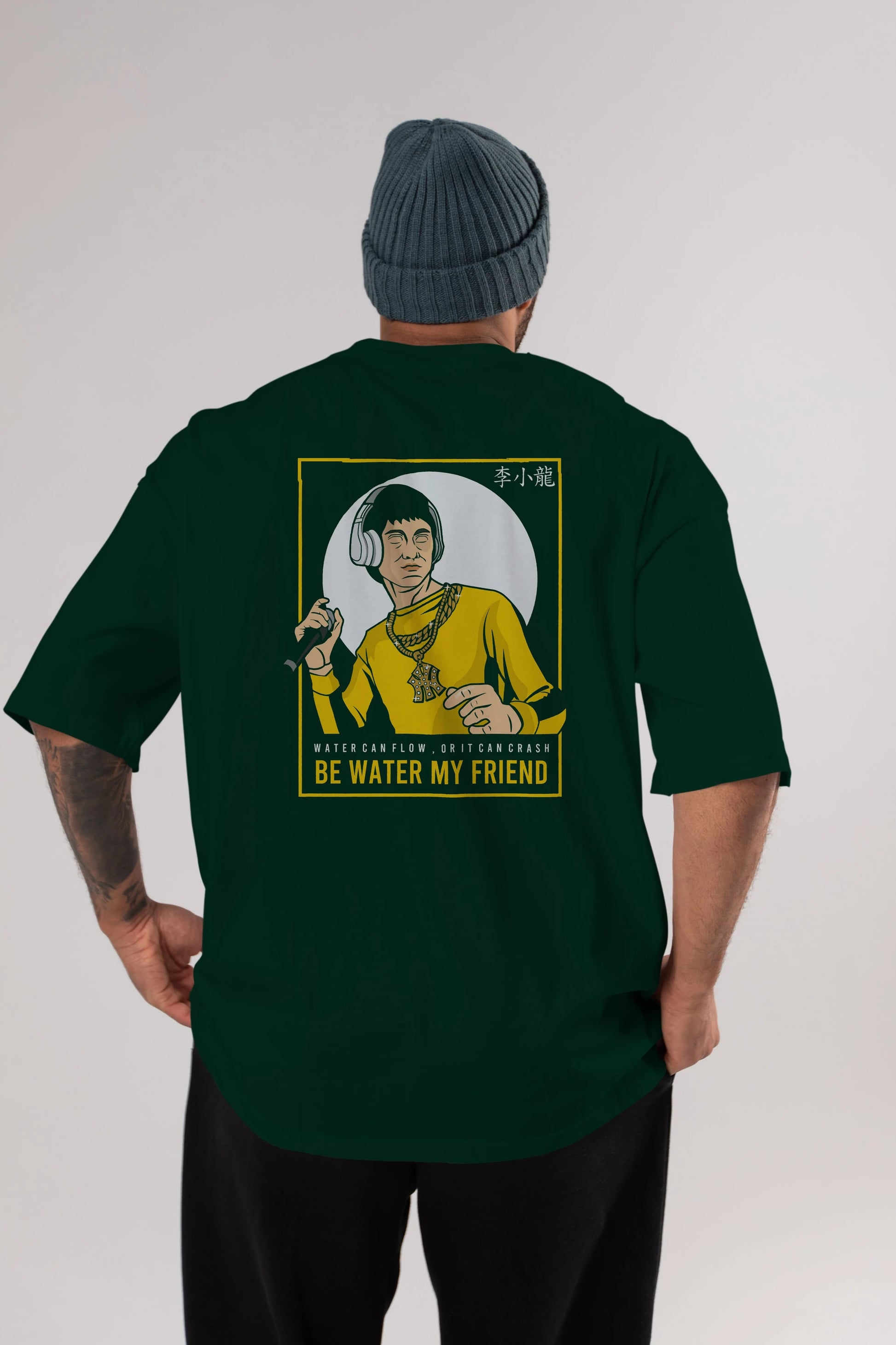 Bruce Lee Rapper Arka Baskılı Oversize t-shirt Erkek Kadın Unisex %100 Pamuk tişort